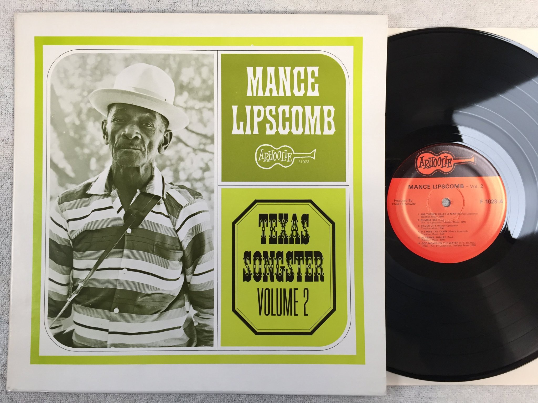 Omslagsbild för skivan MANCE LIPSCOMB Texas songster vol 2 LP re US ARHOOLIE F-1023