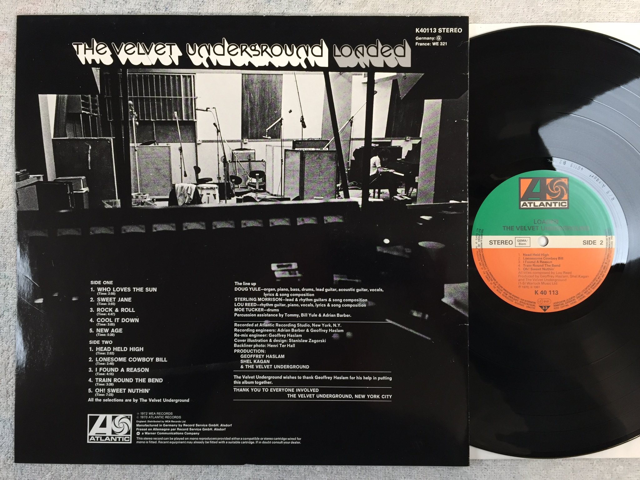 Omslagsbild för skivan THE VELVET UNDERGROUND loaded. LP re Ger ATLANTIC K40113