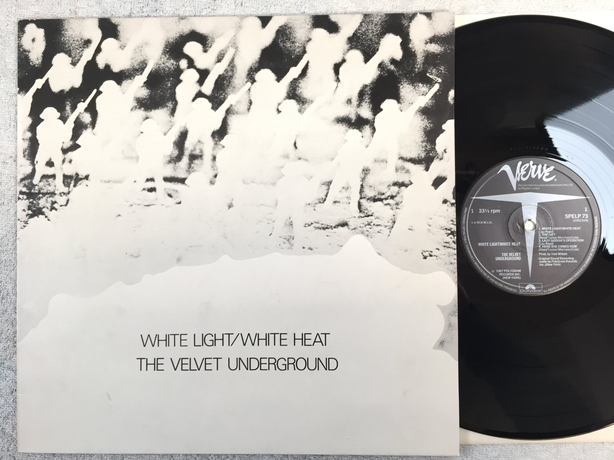 Omslagsbild för skivan THE VELVET UNDERGROUND white light / white heat LP re UK VERVE SPELP73