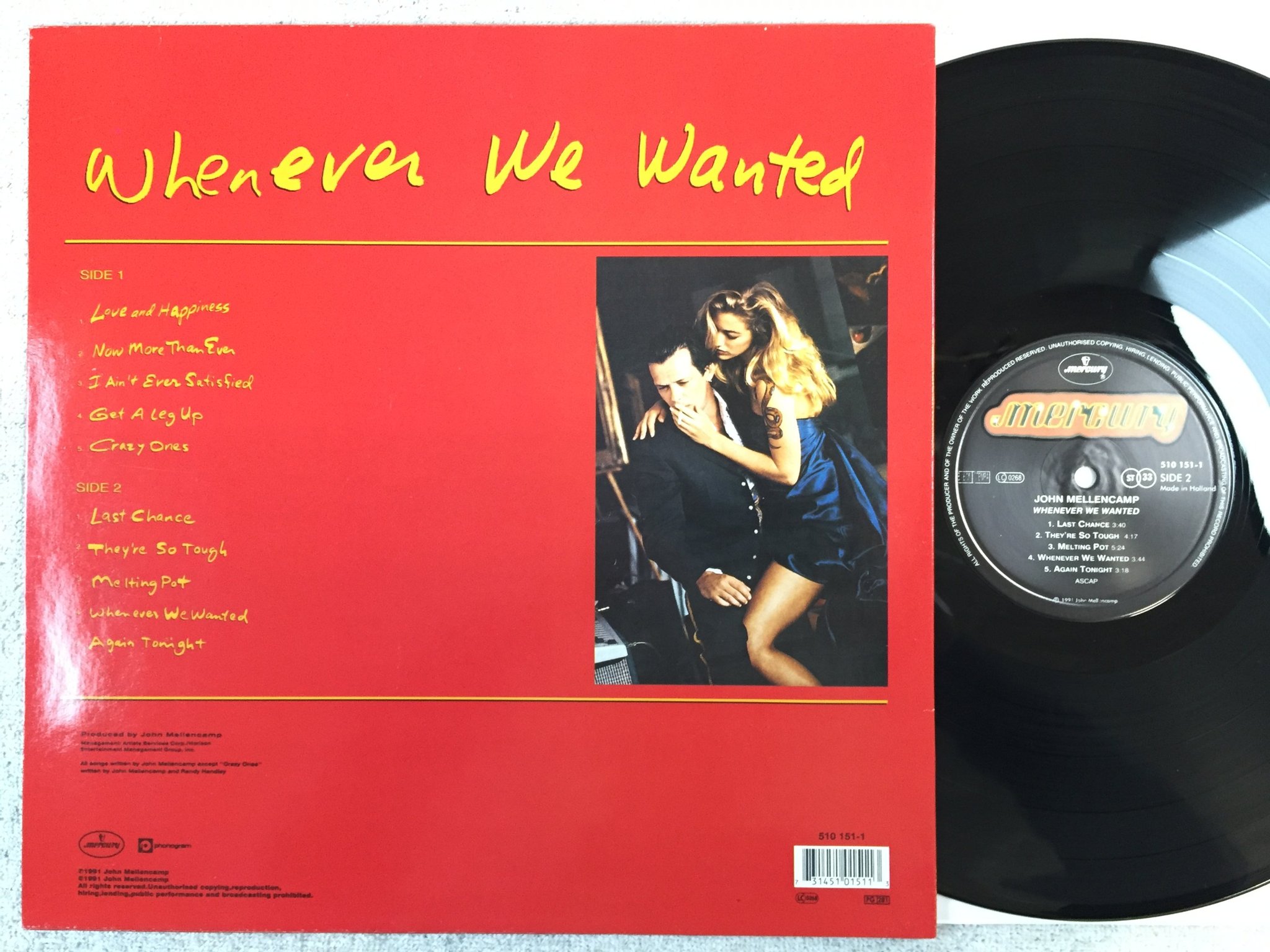 Omslagsbild för skivan JOHN MELLENCAMP Whenever We Wanted LP -91 MERCURY 510151-1