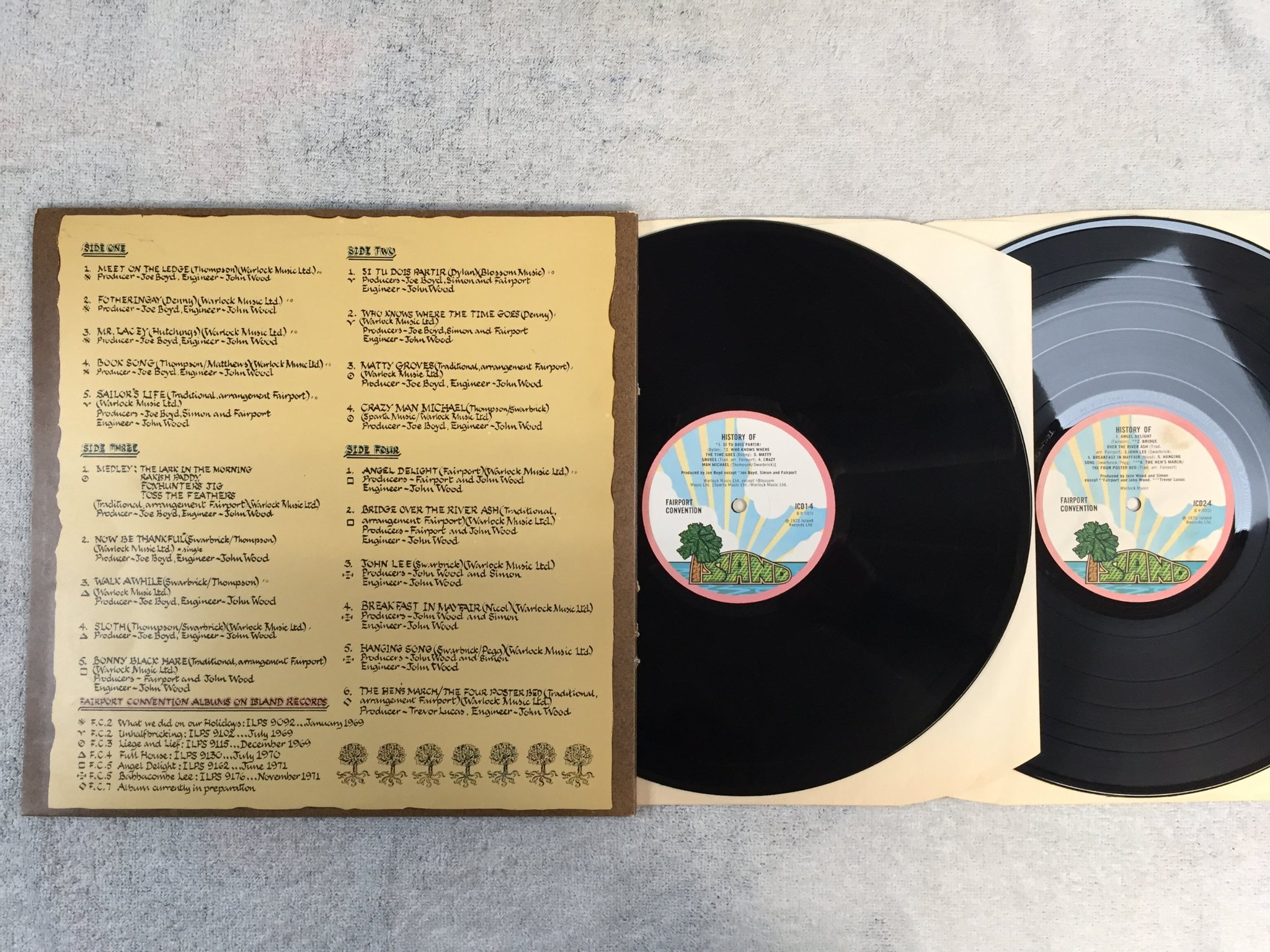 Omslagsbild för skivan FAIRPORT CONVENTION history of 2xLP -72 UK ISLAND ICD2-4