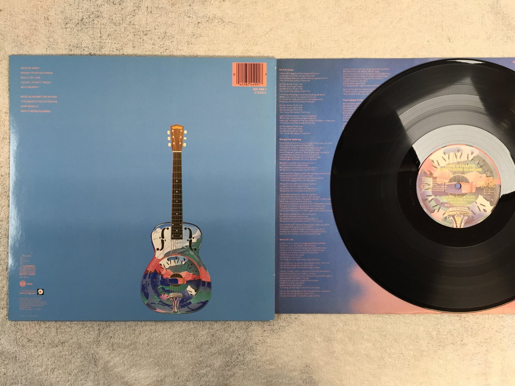 Omslagsbild för skivan DIRE STRAITS brothers in arms LP -85 Hol VERTIGO 824499-1