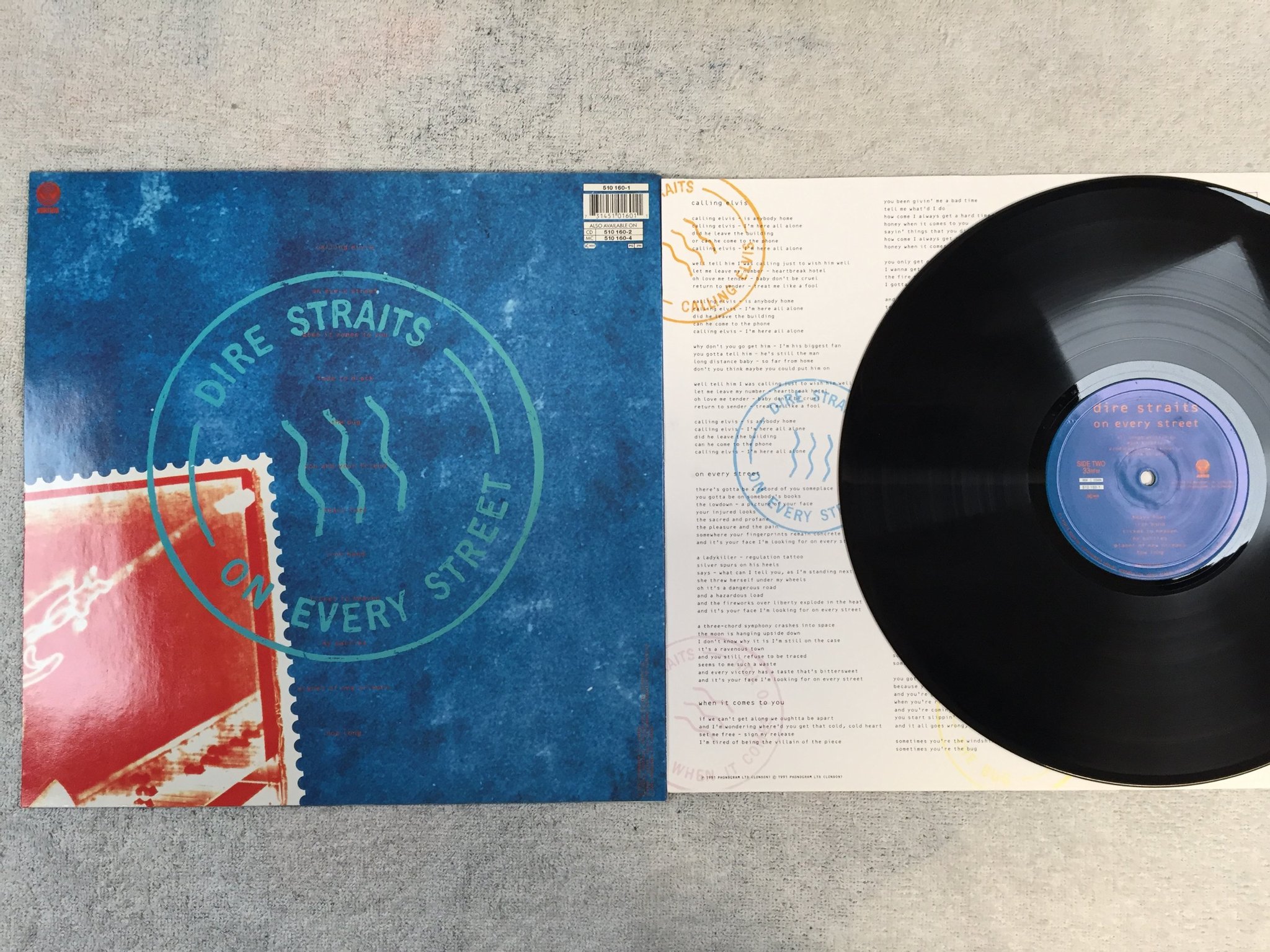 Omslagsbild för skivan DIRE STRAITS on every street LP -91 Hol VERTIGO 510160-1