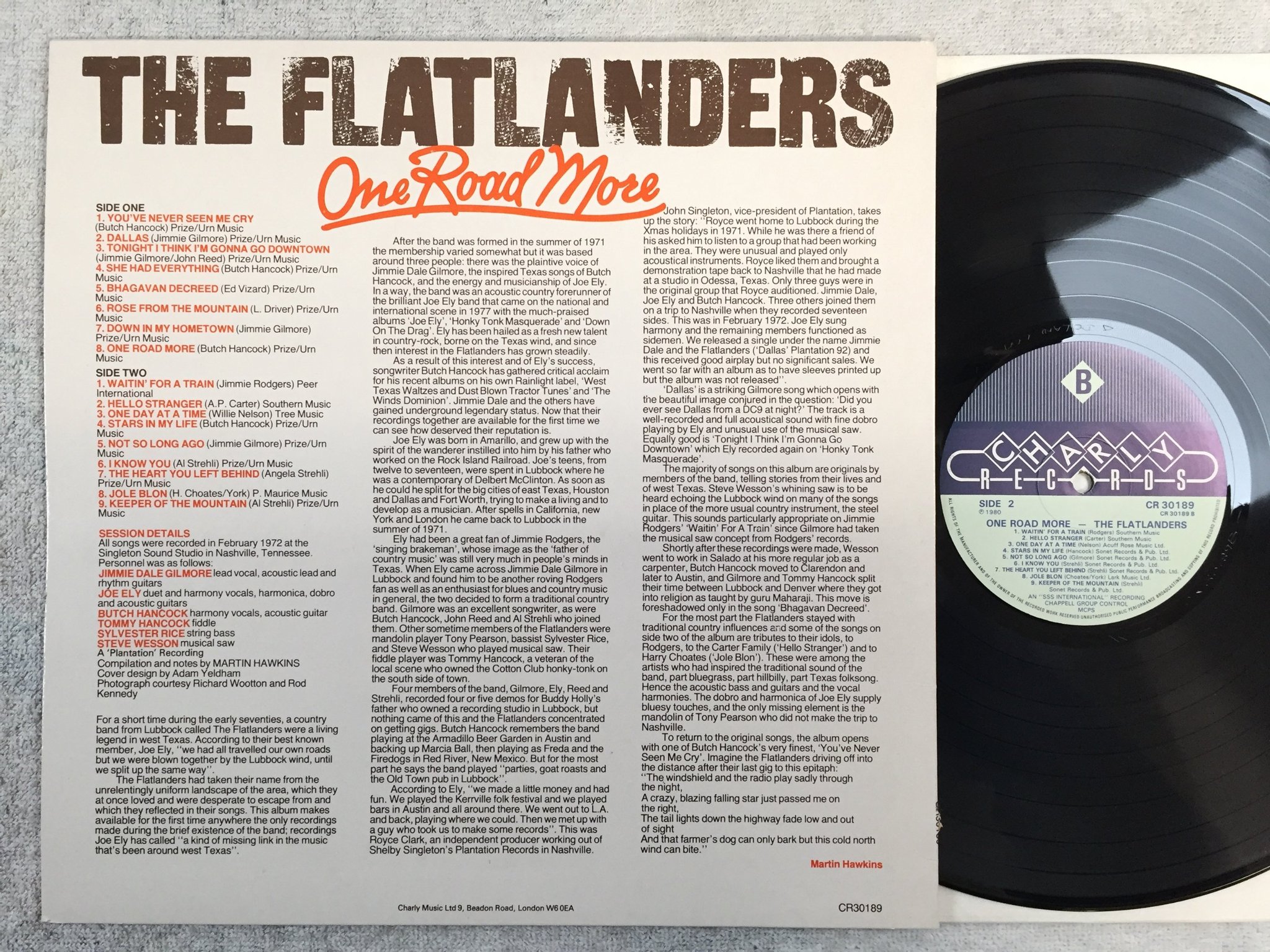 Omslagsbild för skivan THE FLATLANDERS One Road More LP -80 UK CHARLY CR 30189