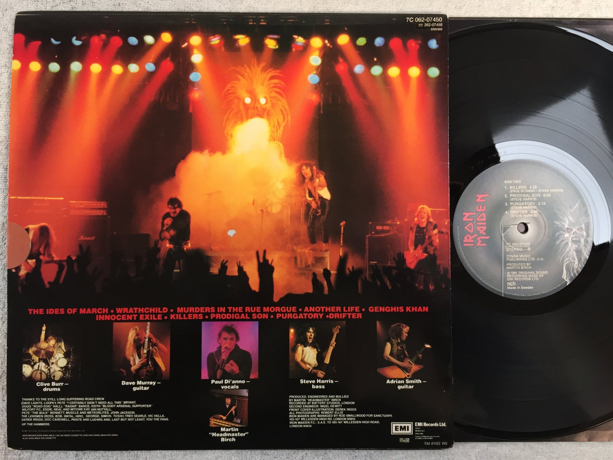 Omslagsbild för skivan IRON MAIDEN killers LP -81 ncb Swe EMI 7C 062-07450