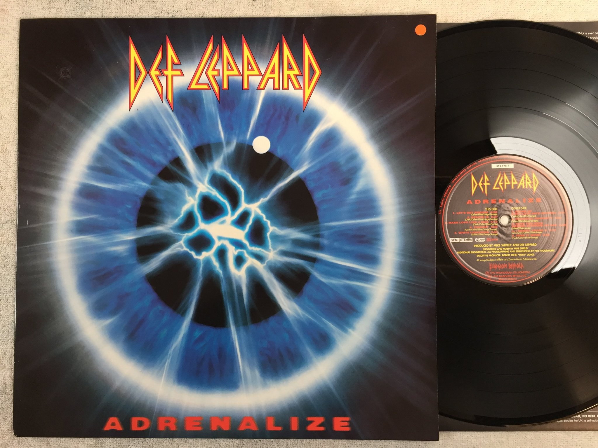 Omslagsbild för skivan DEF LEPPARD adrenalize LP -92 PHONOGRAM 510 978-1