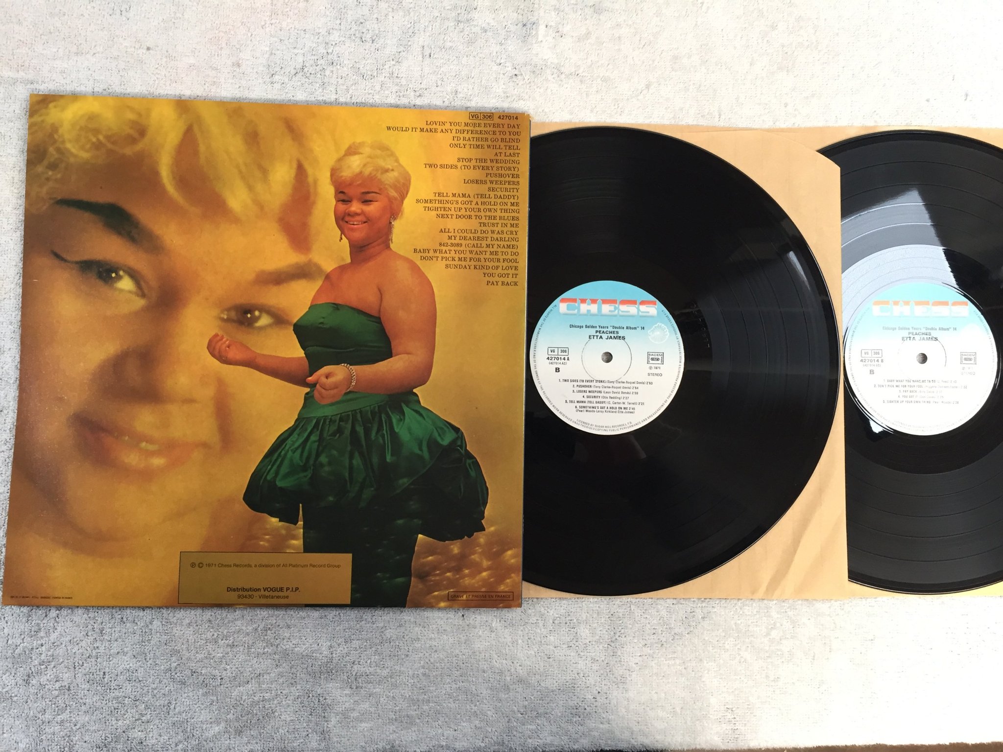 Omslagsbild för skivan ETTA JAMES peaches 2xLP re Fra CHESS 427014 