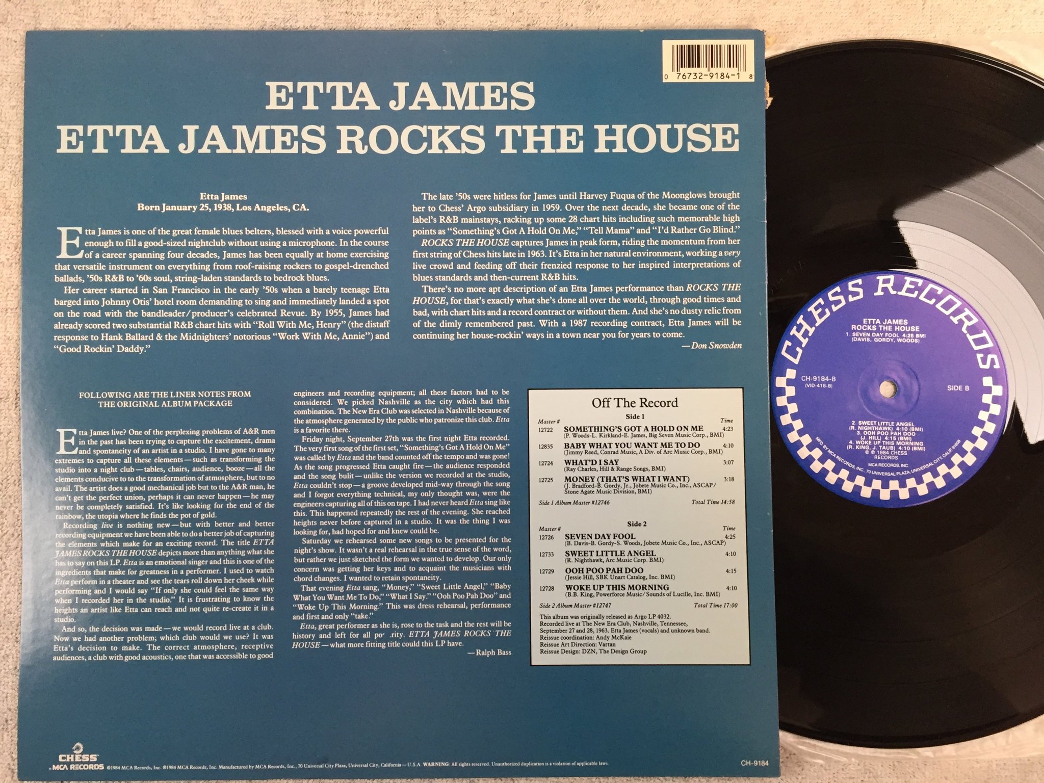 Omslagsbild för skivan ETTA JAMES Rocks The House LP -84 US CHESS CH 9184