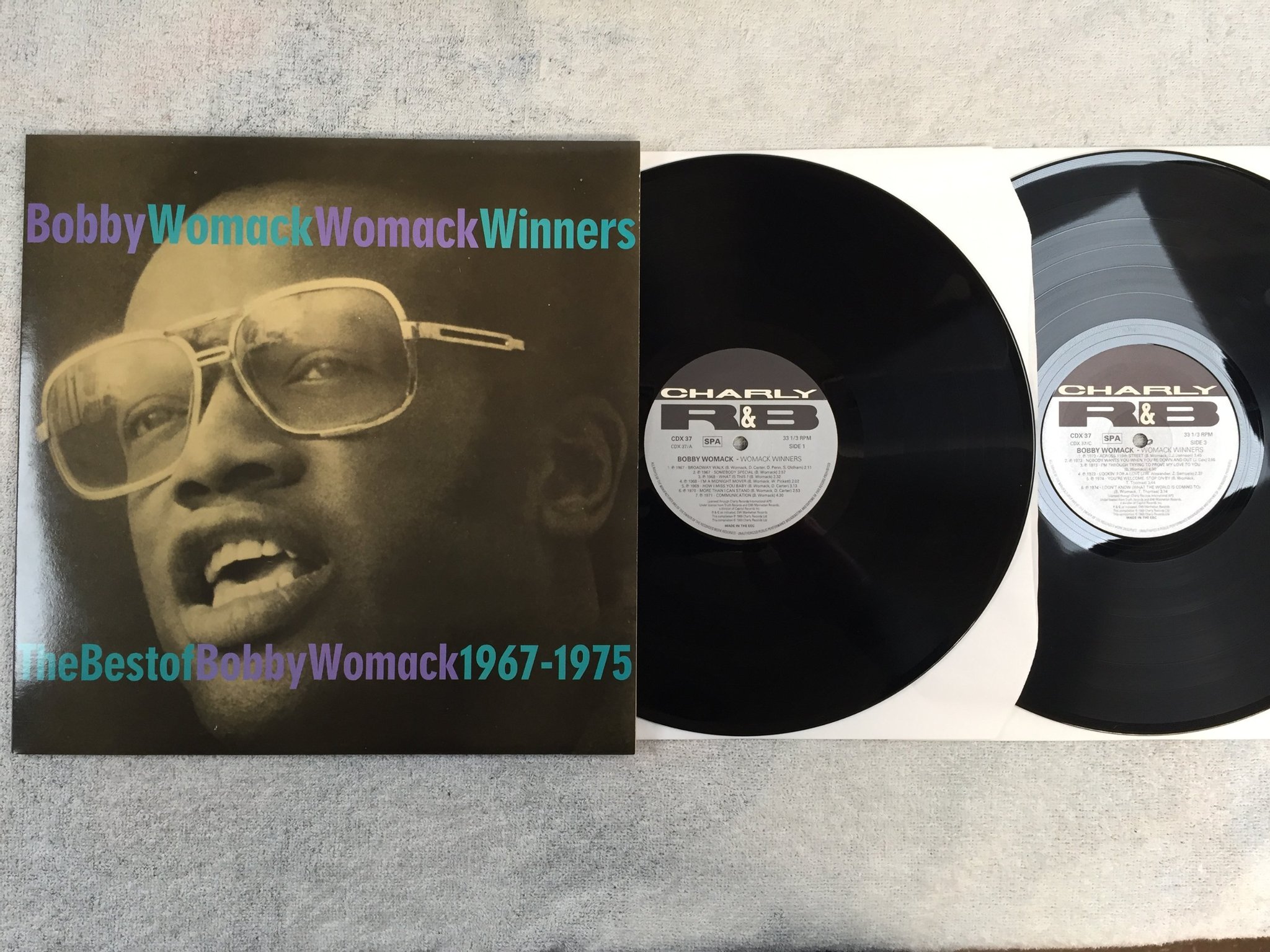Omslagsbild för skivan BOBBY WOMACK womack winners 2xLP -89 UK CHARLY R&B CDX 37
