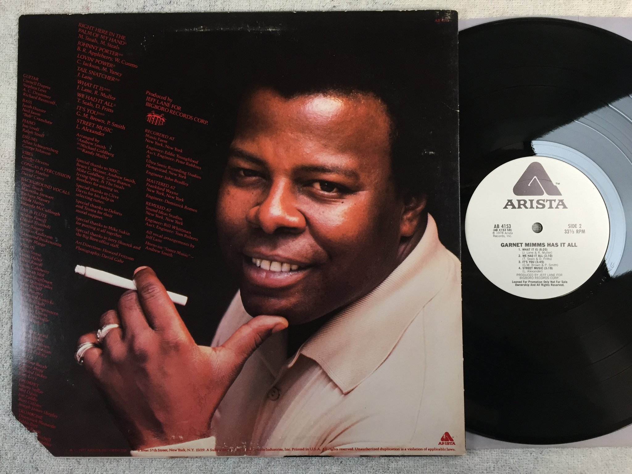 Omslagsbild för skivan GARNET MIMMS has it all LP -78 US ARISTA promo AB 4153 soul