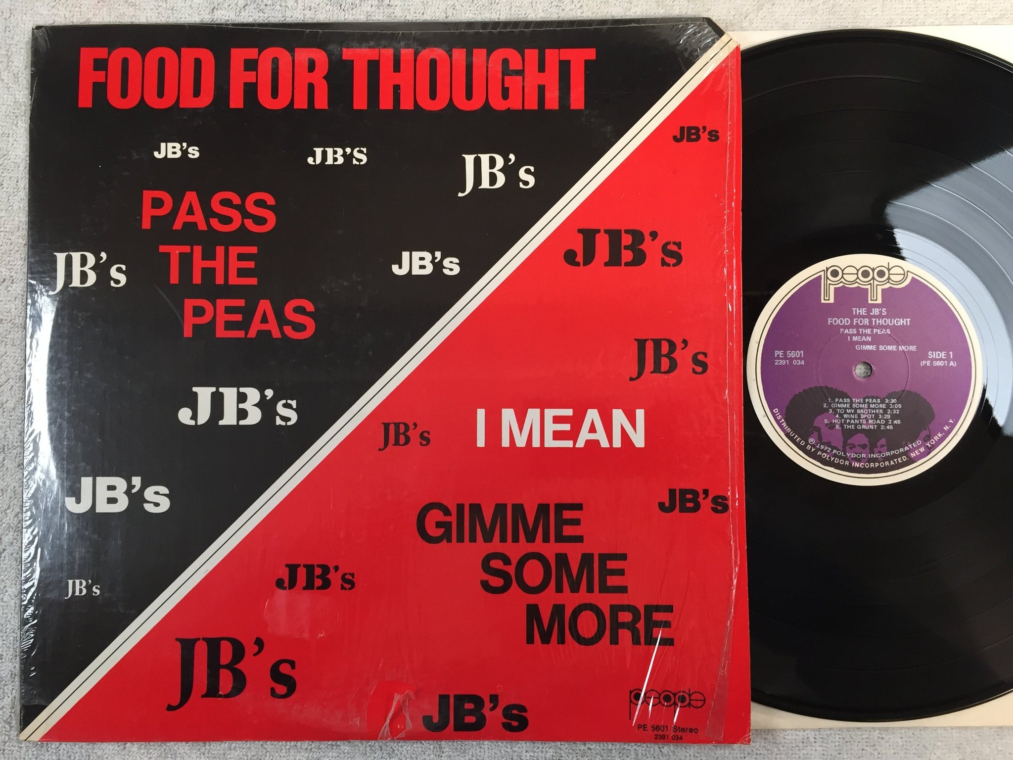 Omslagsbild för skivan THE JB'S foof for thought LP -72 US PEOPLE PE 5601 funky madness ! ! ! 