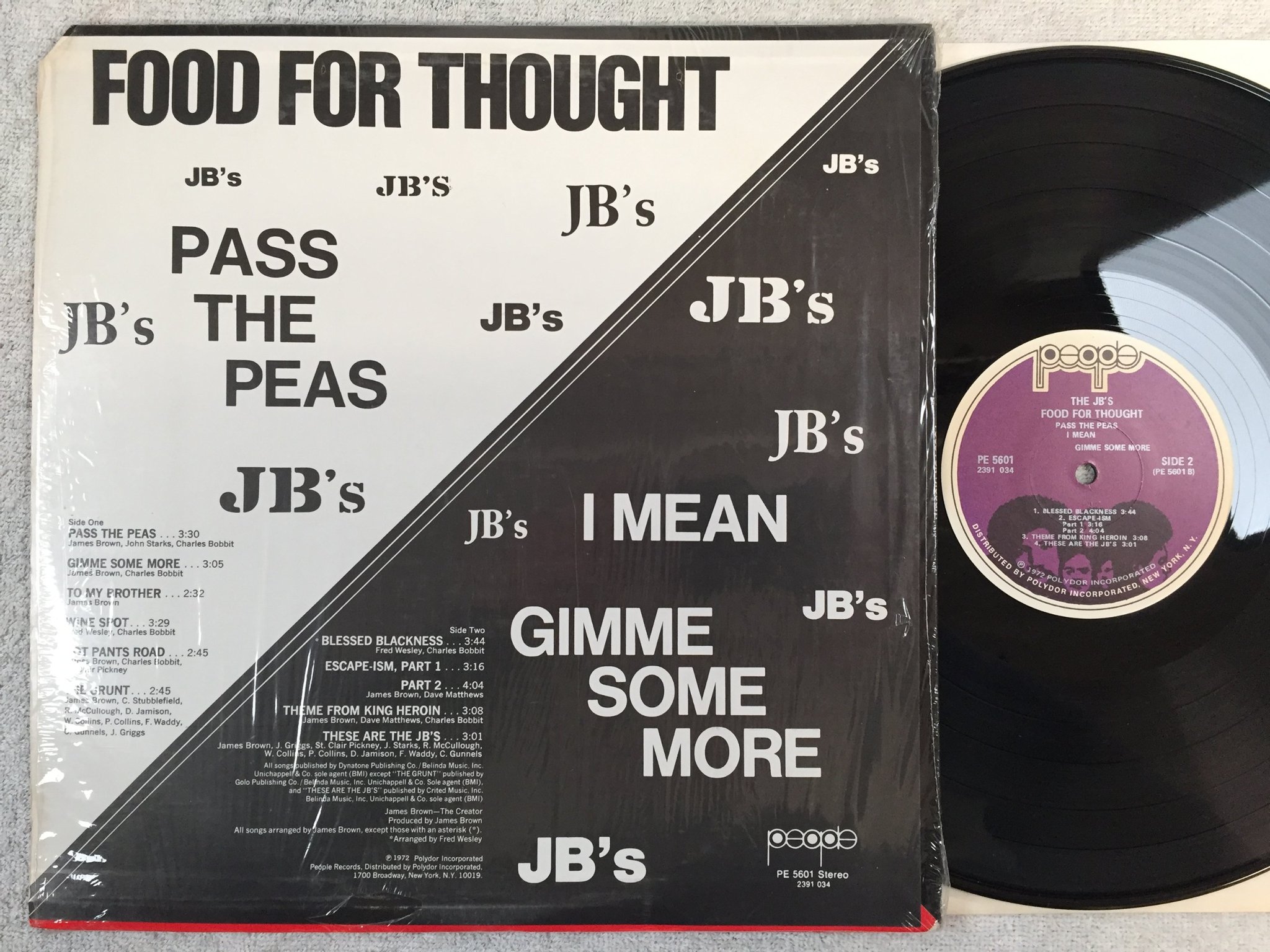 Omslagsbild för skivan THE JB'S foof for thought LP -72 US PEOPLE PE 5601 funky madness ! ! ! 