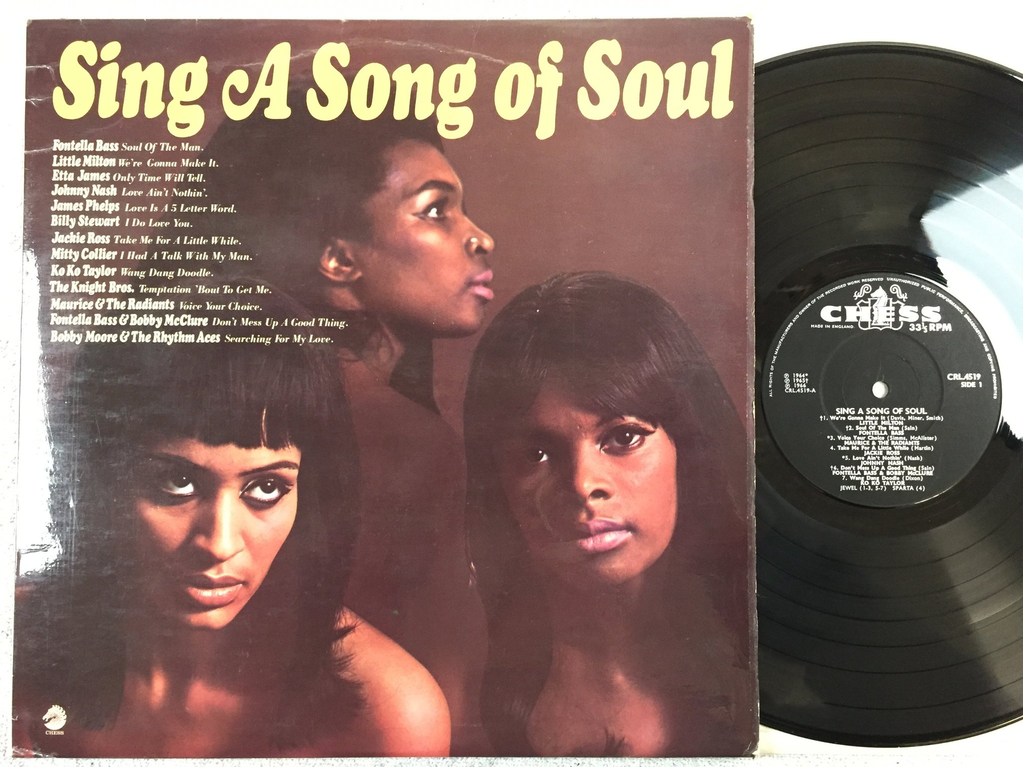 Omslagsbild för skivan V/A sing a song of soul LP -66 UK CHESS CRL 4519 amazing compilation!!