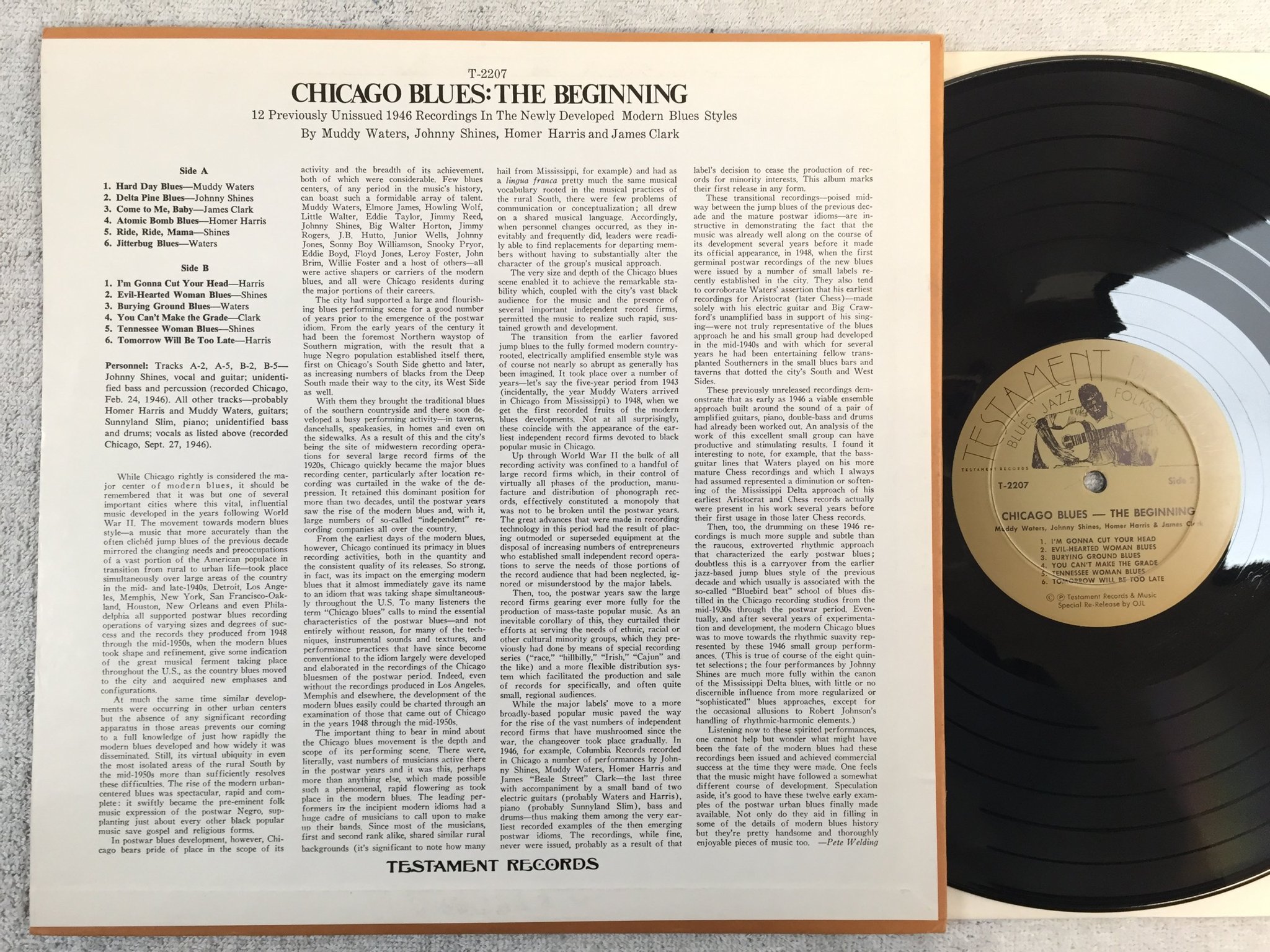 Omslagsbild för skivan Muddy Waters m.fl Chicago blues - the beginning LP TESTAMENT T-2207