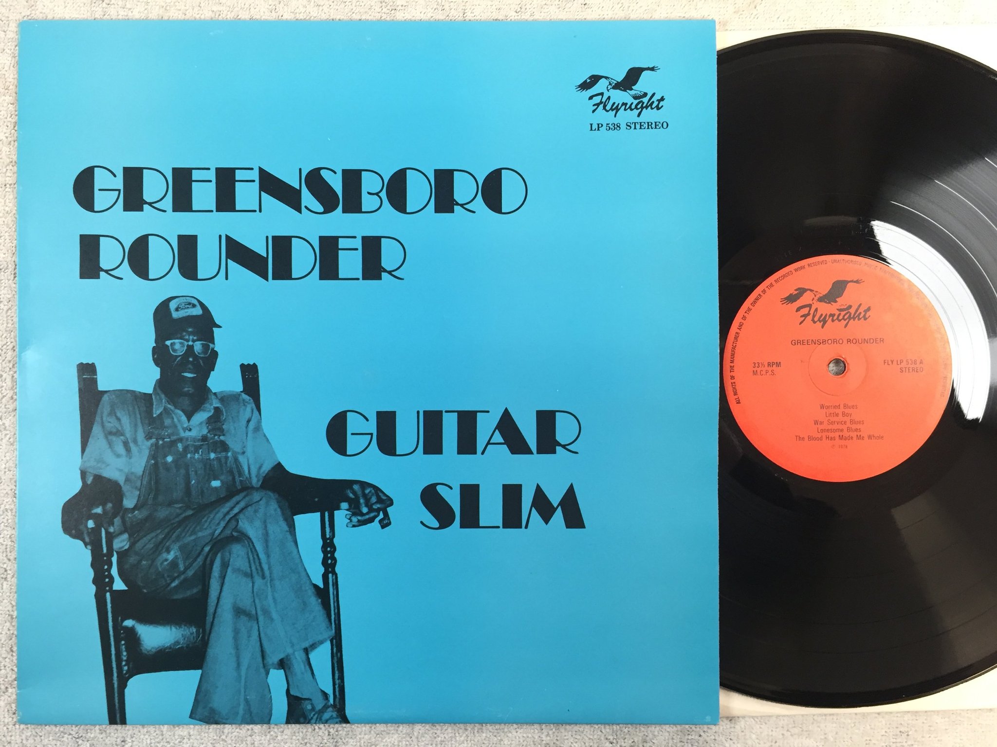 Omslagsbild för skivan GUITAR SLIM - GREENSBORO ROUNDER LP -78 UK FLY LP 538