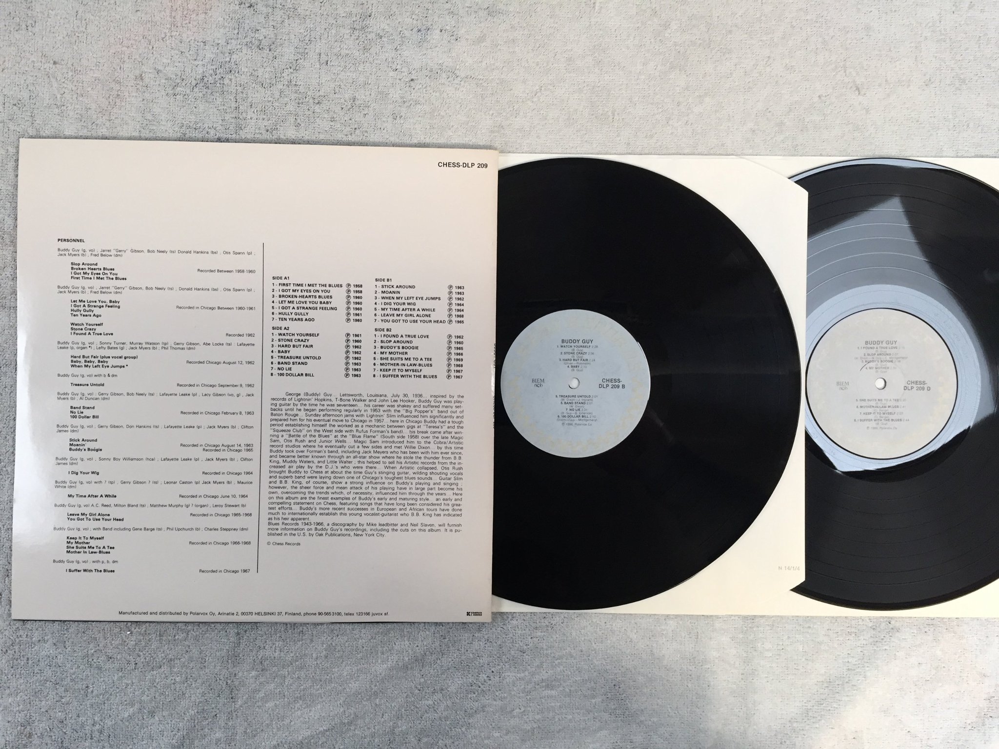 Omslagsbild för skivan BUDDY GUY s/t 2xLP -86 Fin CHESS DLP 209
