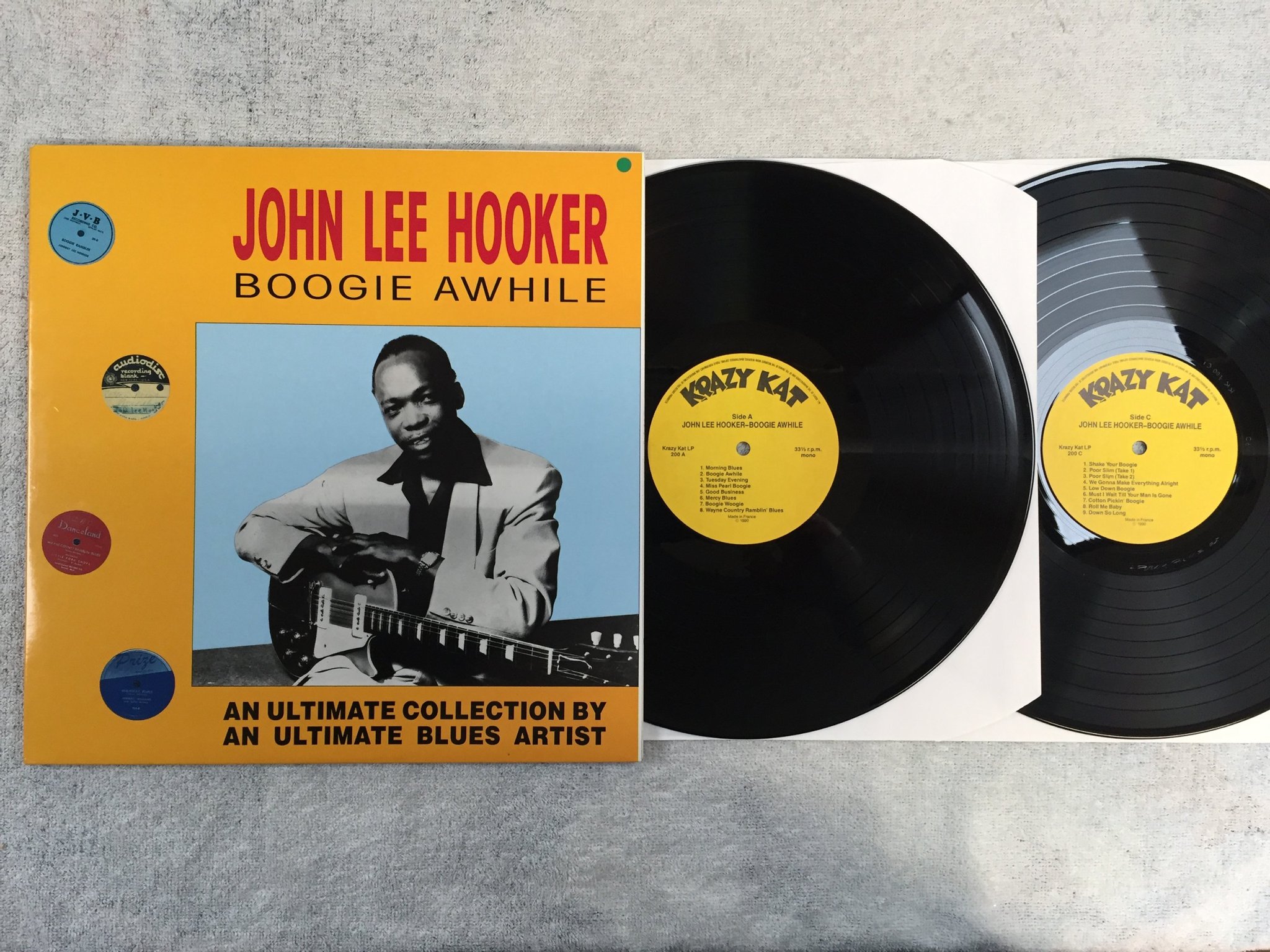Omslagsbild för skivan JOHN LEE HOOKER boogie awhile 2xLP -90 KRAZY KAT 200