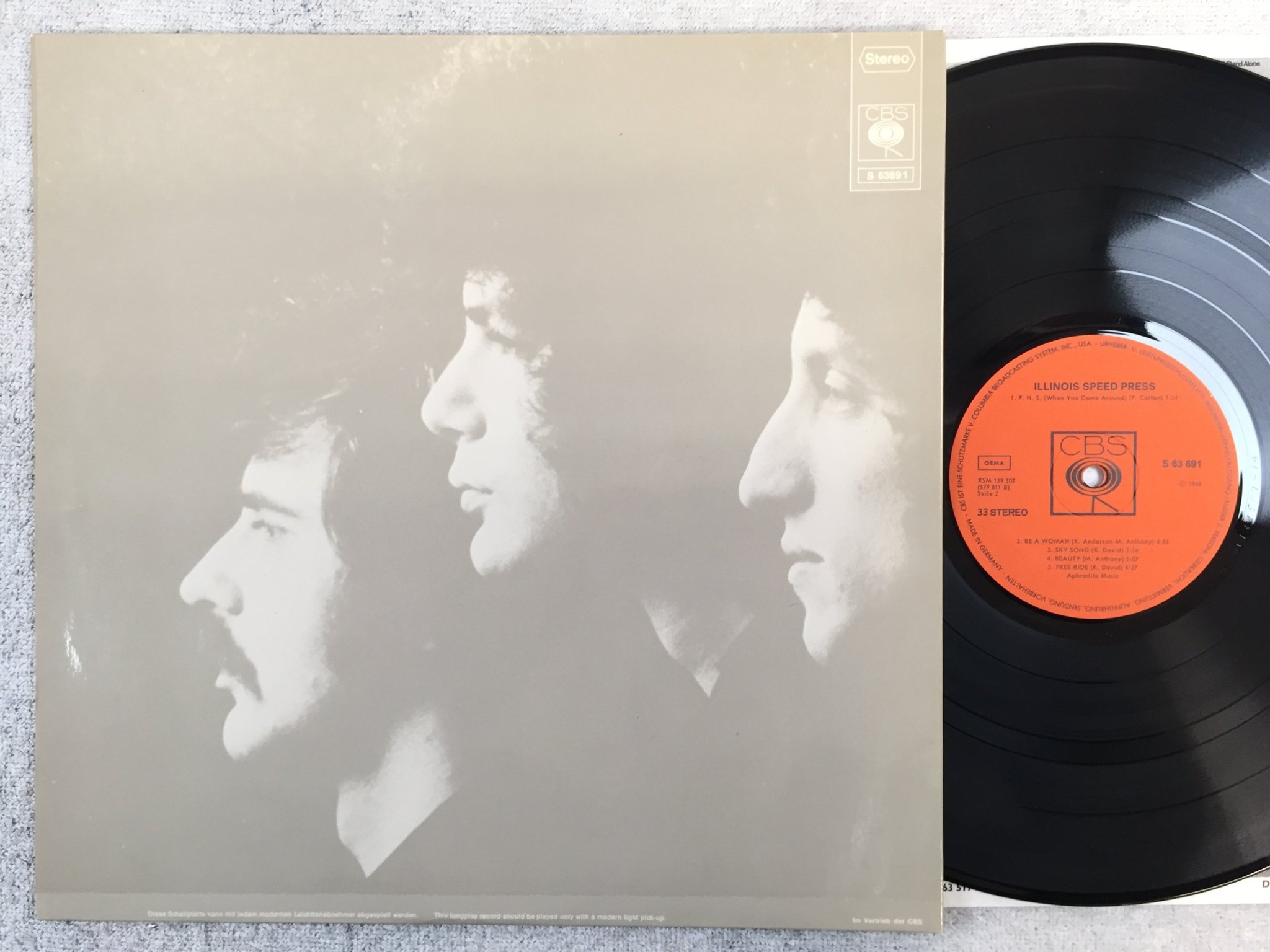 Omslagsbild för skivan THE ILLINOIS SPEED PRESS s/t LP -68 Ger CBS S 63691