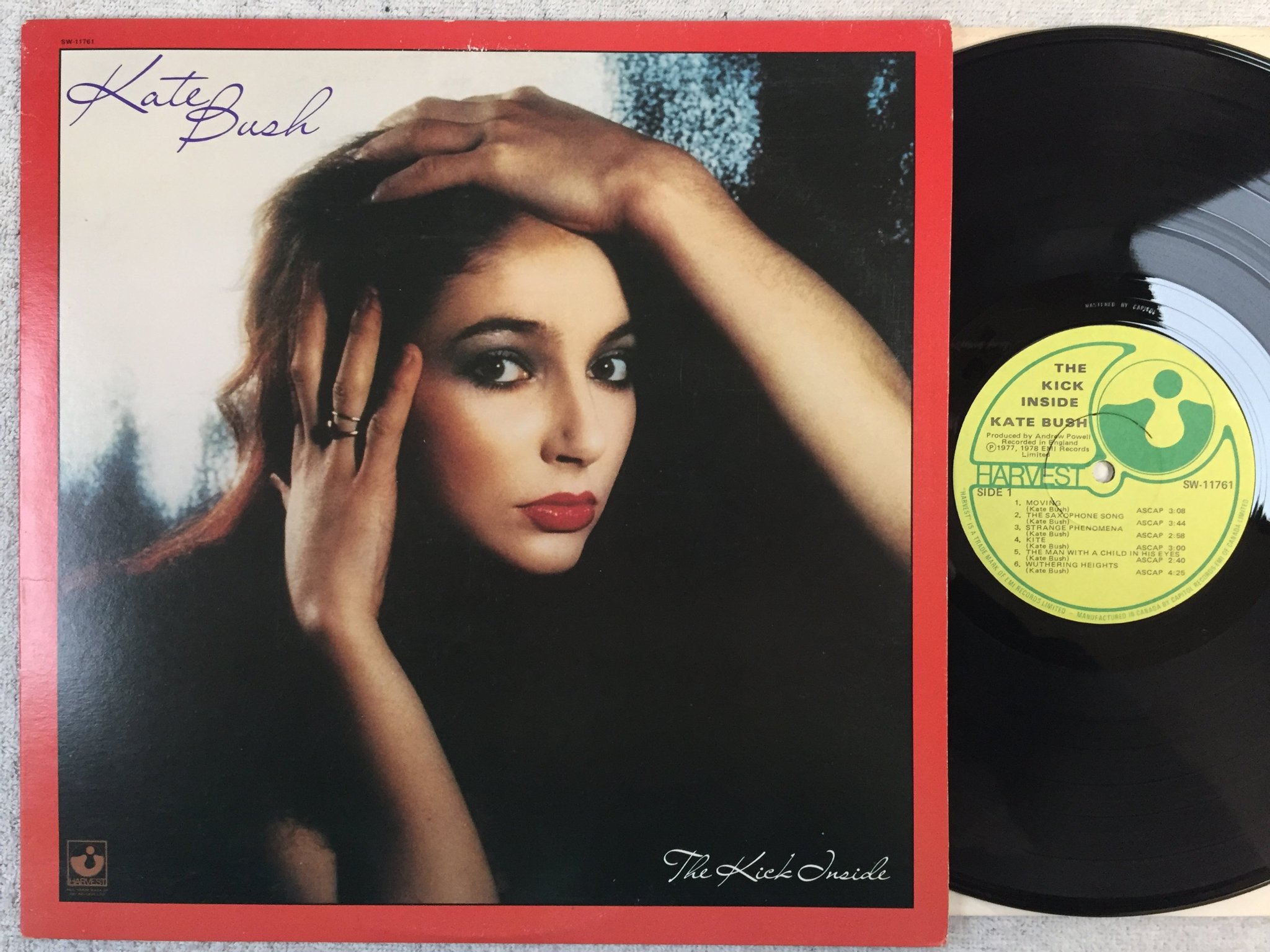 Omslagsbild för skivan Kate Bush - the kick inside LP -78 Can HARVEST SW-11761