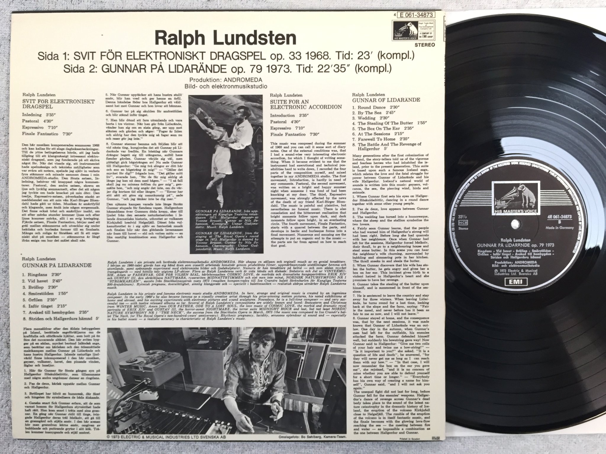 Omslagsbild för skivan RALPH LUNDSTEN svit för elektroniskt dragspel LP -73 Swe HMV 4E 061-34873