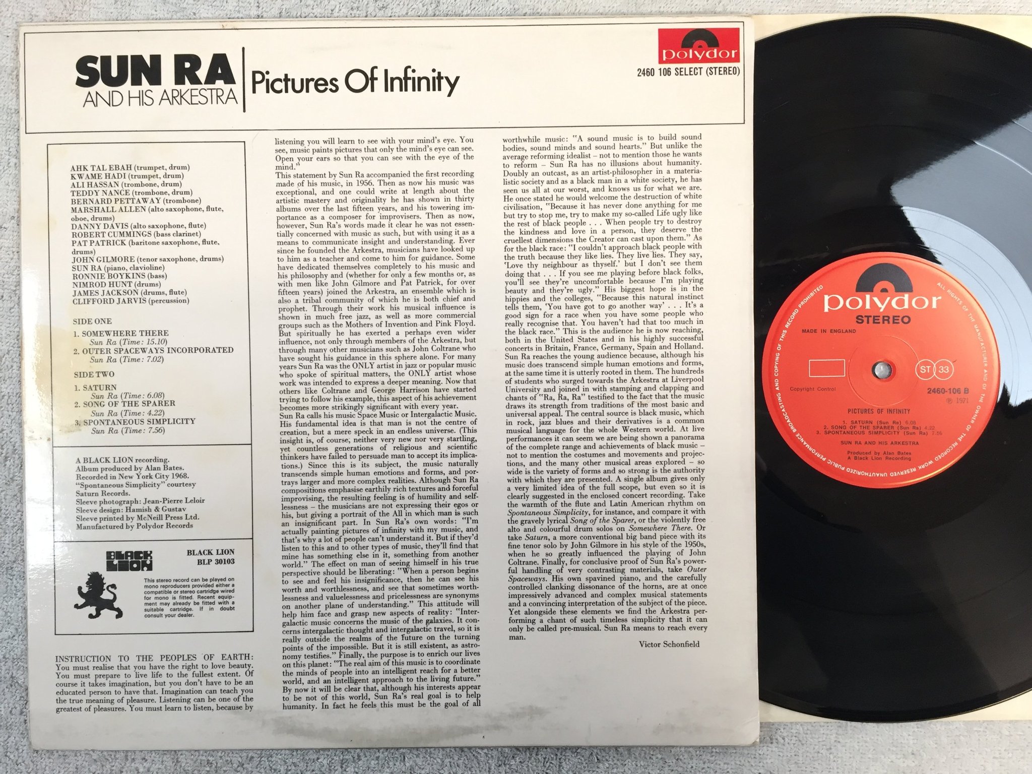 Omslagsbild för skivan SUN RA AND HIS ARKESTRA pictures of infinity LP -71 UK POLYDOR 2460-106
