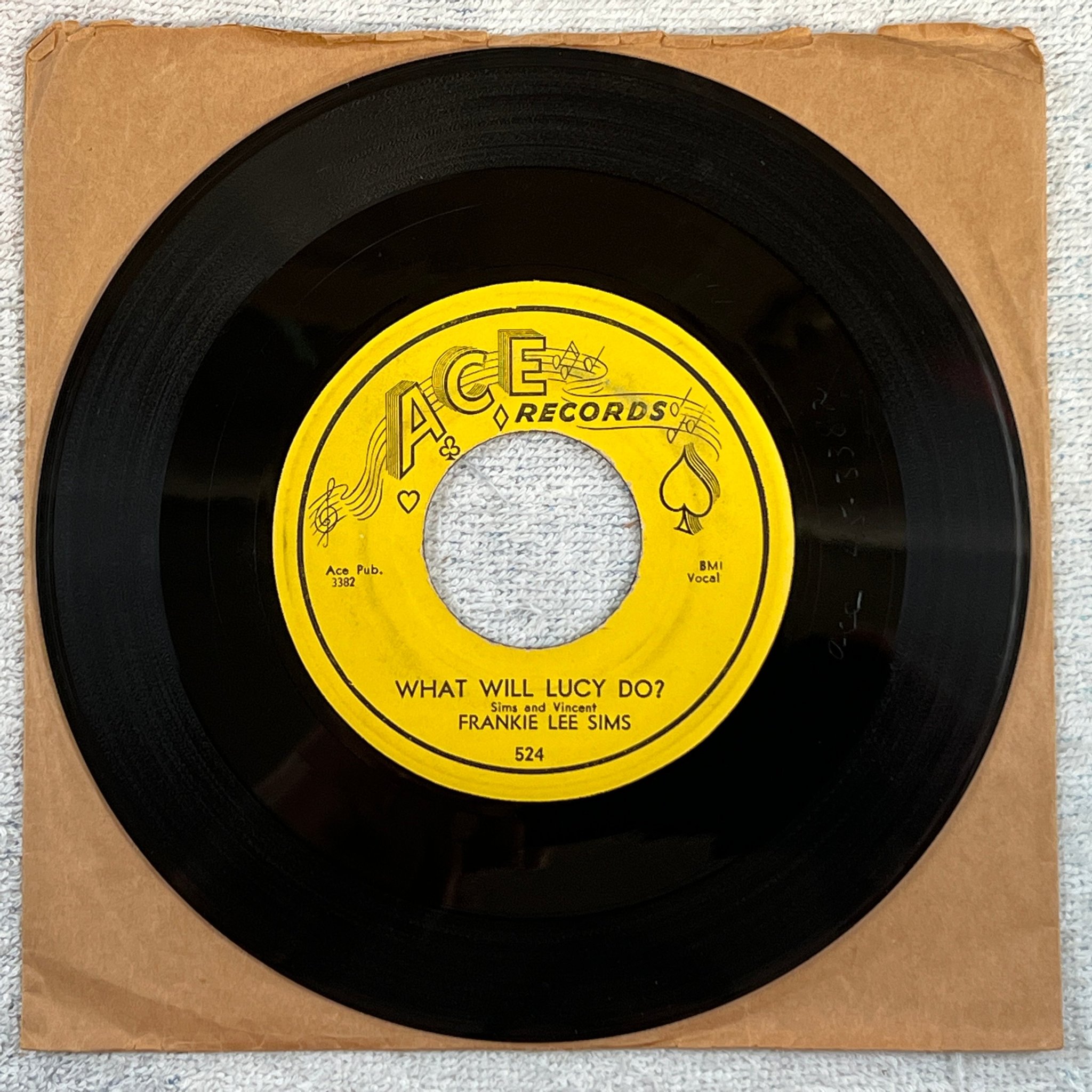 Omslagsbild för skivan FRANKIE LEE SIMS Misery Blues 7”single -57 US ACE 524 rare blues