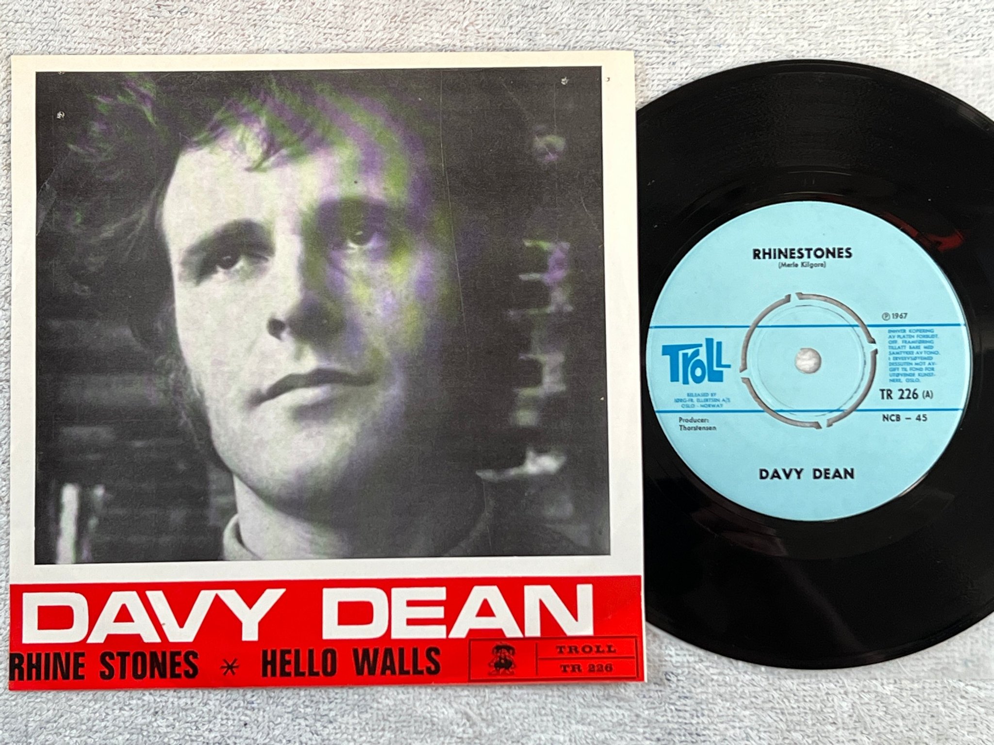 Omslagsbild för skivan DAVY DEAN rhinestones 7”single -67 Norway TROLL TR-226