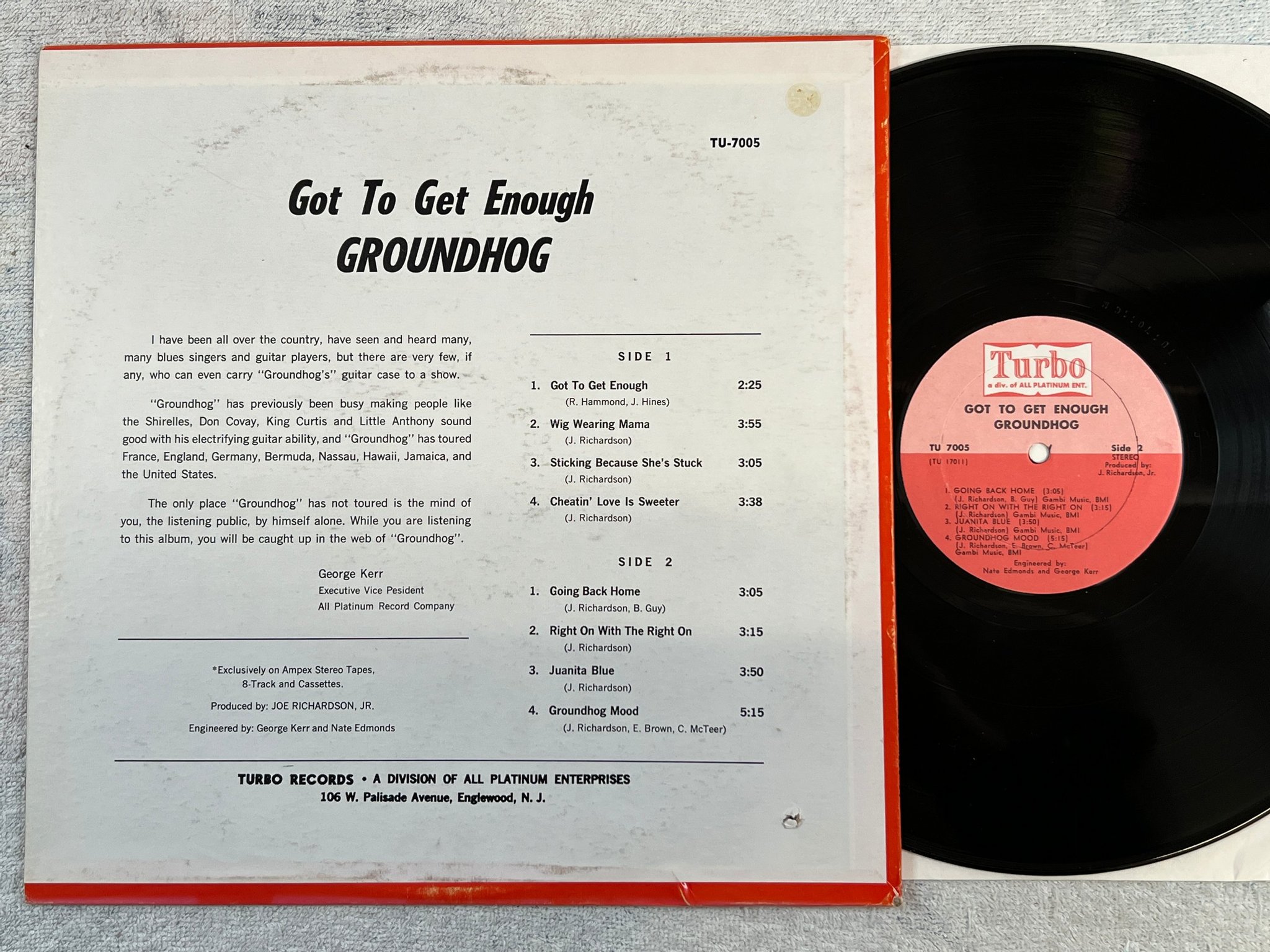 Omslagsbild för skivan GROUNDHOG got to get enough LP -71 US TURBO TU-7005 SOUL ! ! 