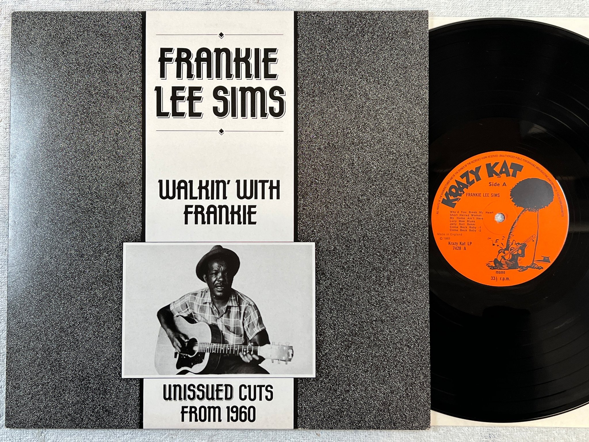 Omslagsbild för skivan FRANKIE LEE SIMS Walkin' With Frankie LP -85 UK KRAZY KAT KK 7428 TEXAS BLUES
