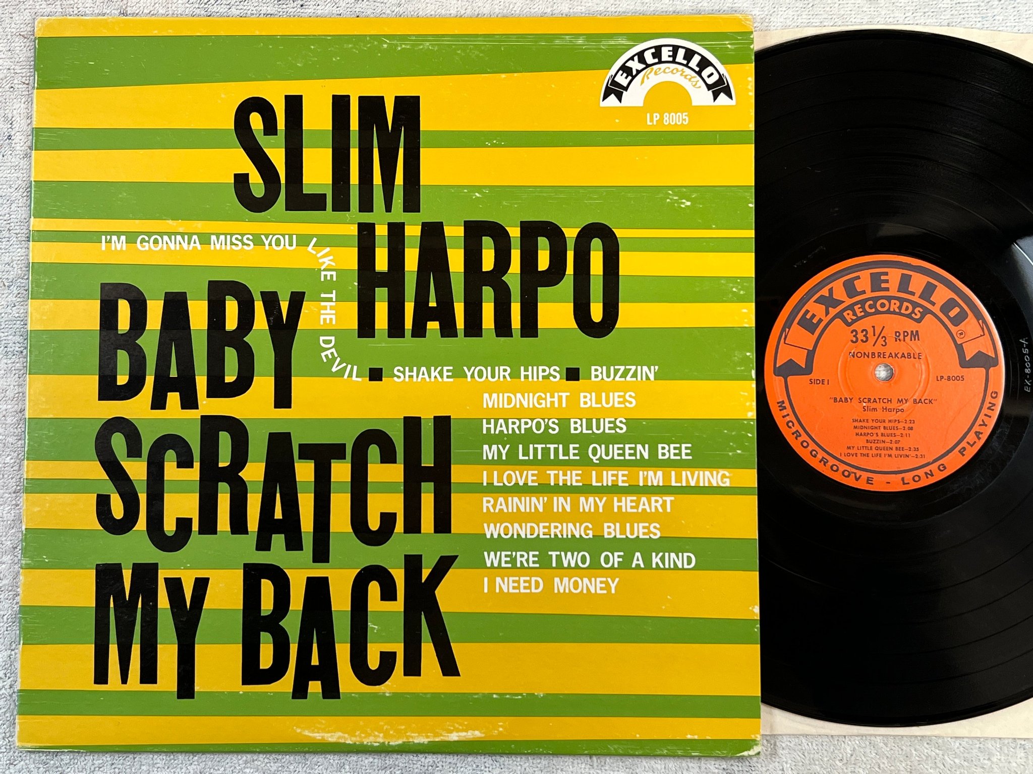 Omslagsbild för skivan SLIM HARPO baby scratch my back LP -66 US EXCELLO LP-8005 rare original 