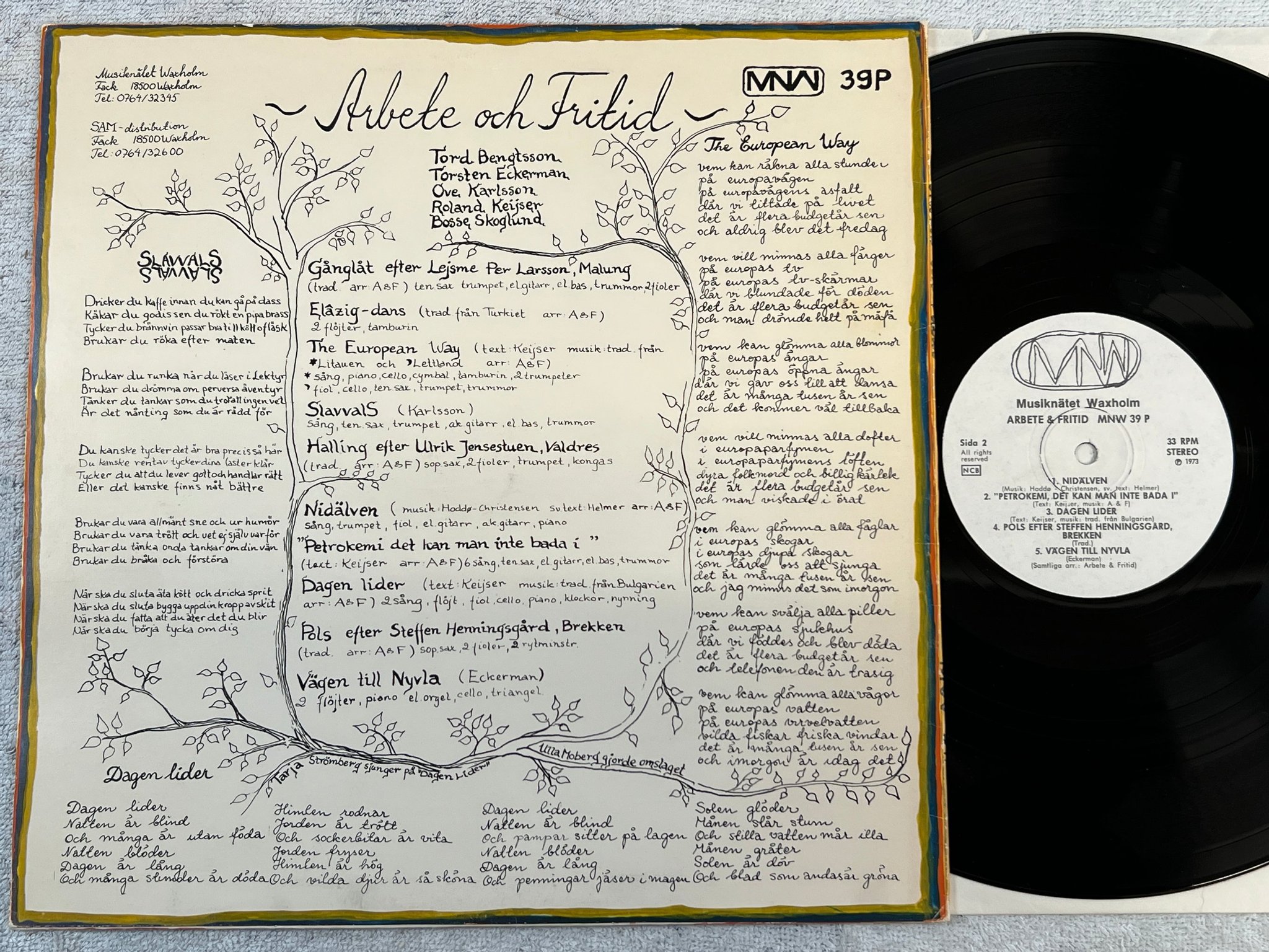 Omslagsbild för skivan ARBETE & FRITID s/t LP -73 Swe MNW 39P 