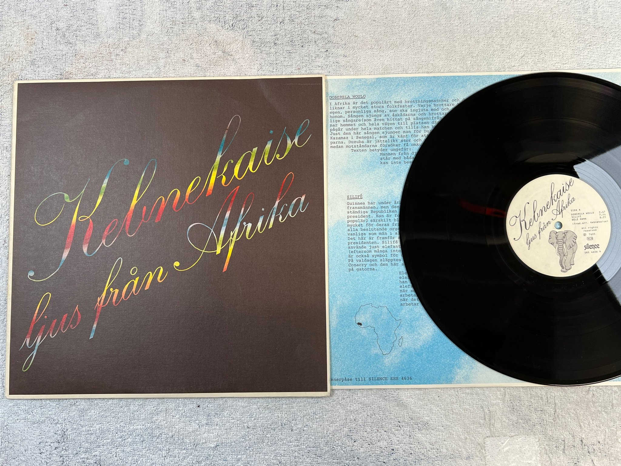 Omslagsbild för skivan KEBNEKAISE ljus från Afrika LP -76 Swe SILENCE SRS 4636