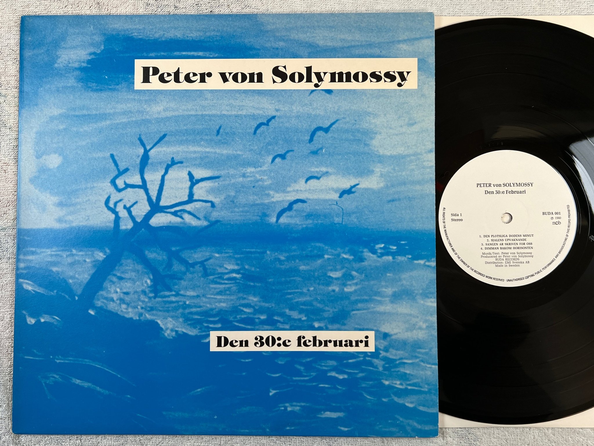 Omslagsbild för skivan PETER VON SOLYMOSSY den 30:e februari LP -80 Swe private press BUDA. 001