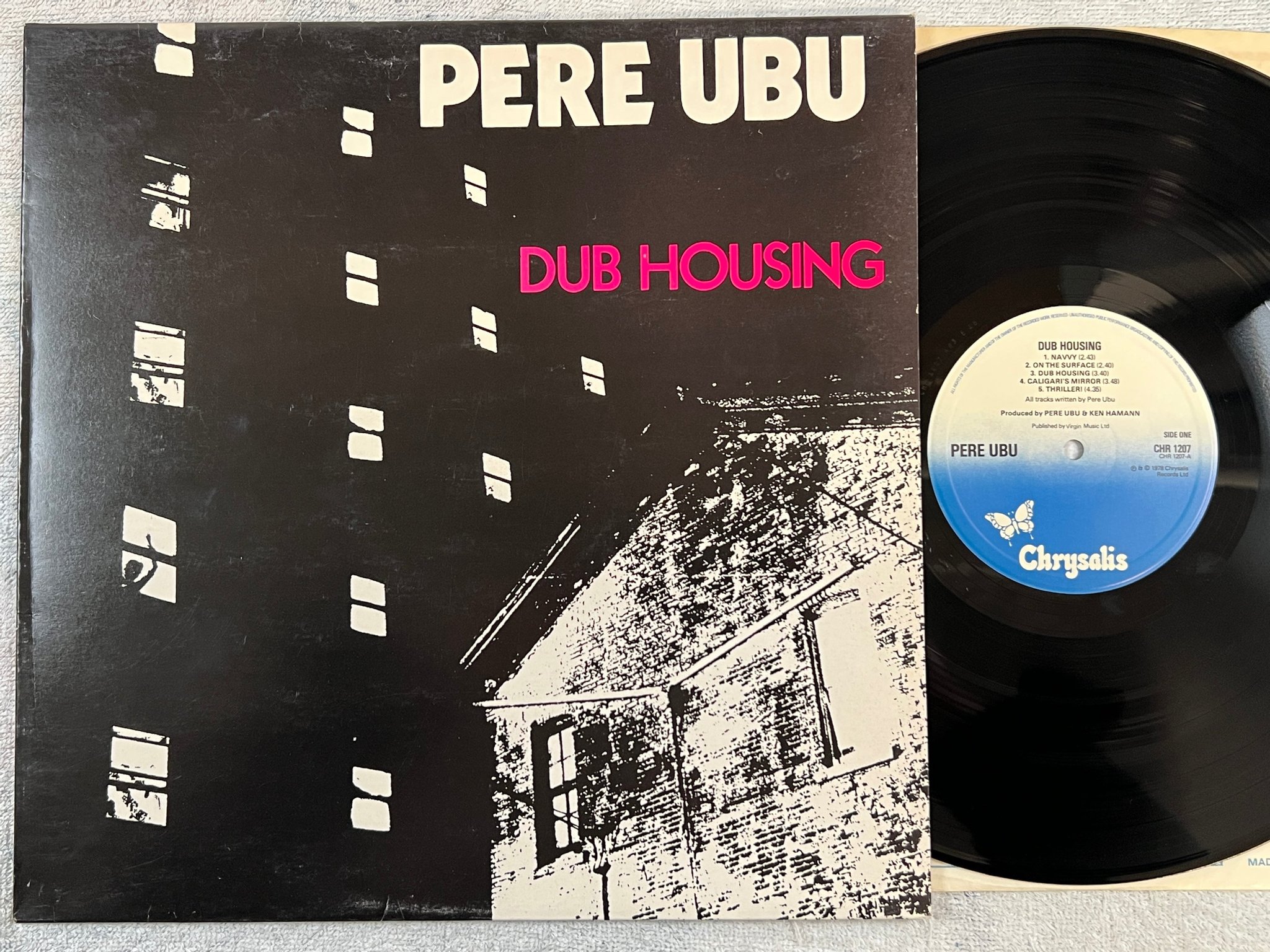 Omslagsbild för skivan PERE UBU dub housing LP -78 UK Chrysalis CHR 1207 