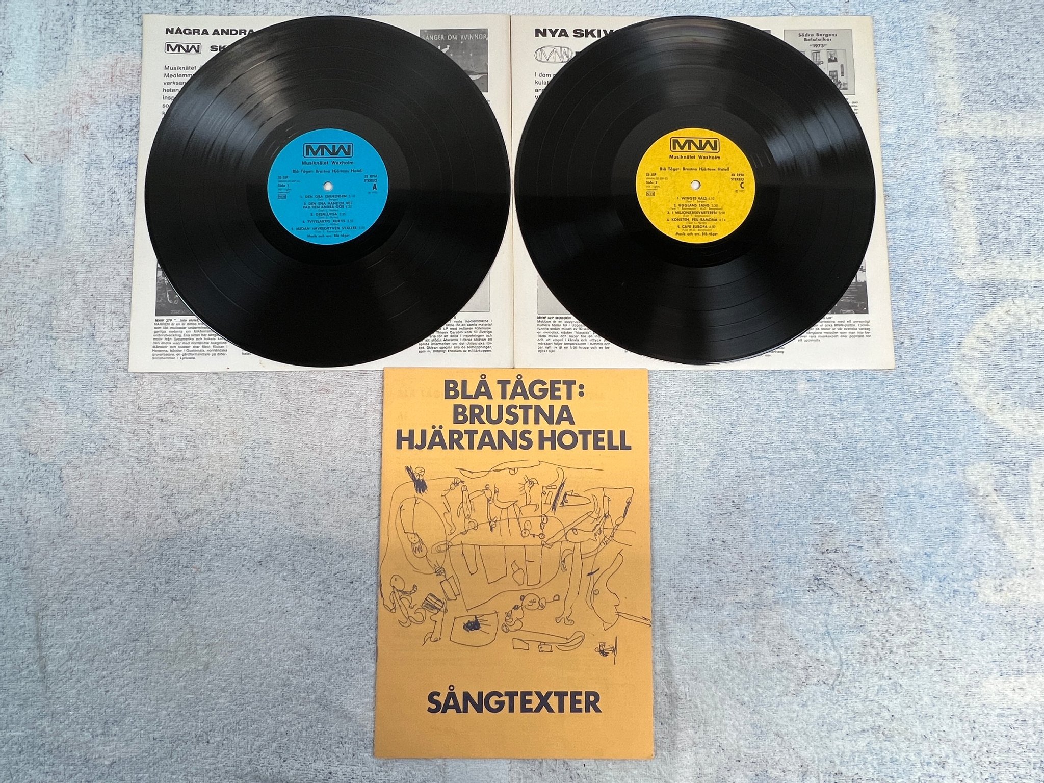 Omslagsbild för skivan BLÅ TÅGET brustna hjärtans hotell 2xLP -72 Swe MNW 32-33P