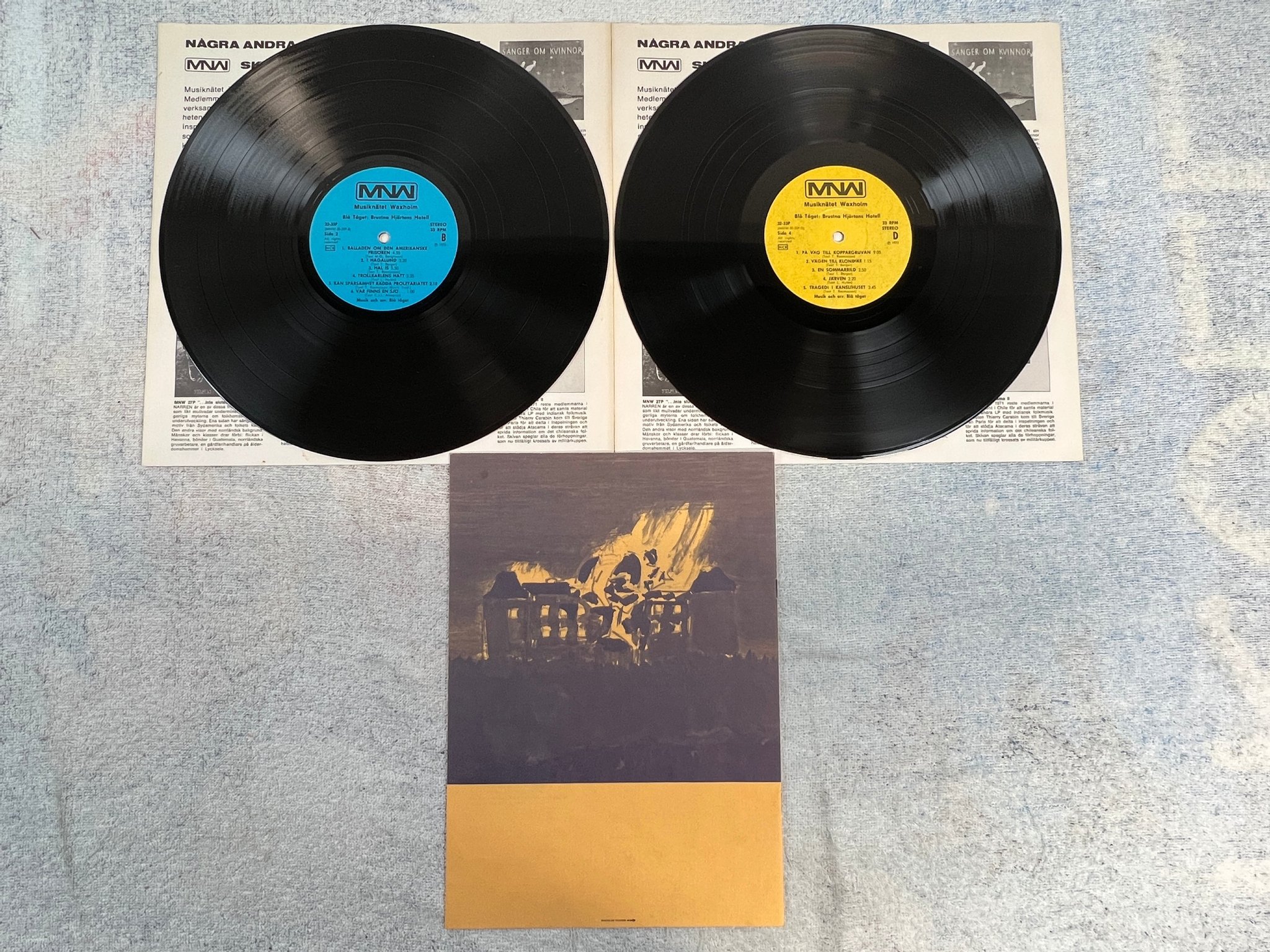 Omslagsbild för skivan BLÅ TÅGET brustna hjärtans hotell 2xLP -72 Swe MNW 32-33P