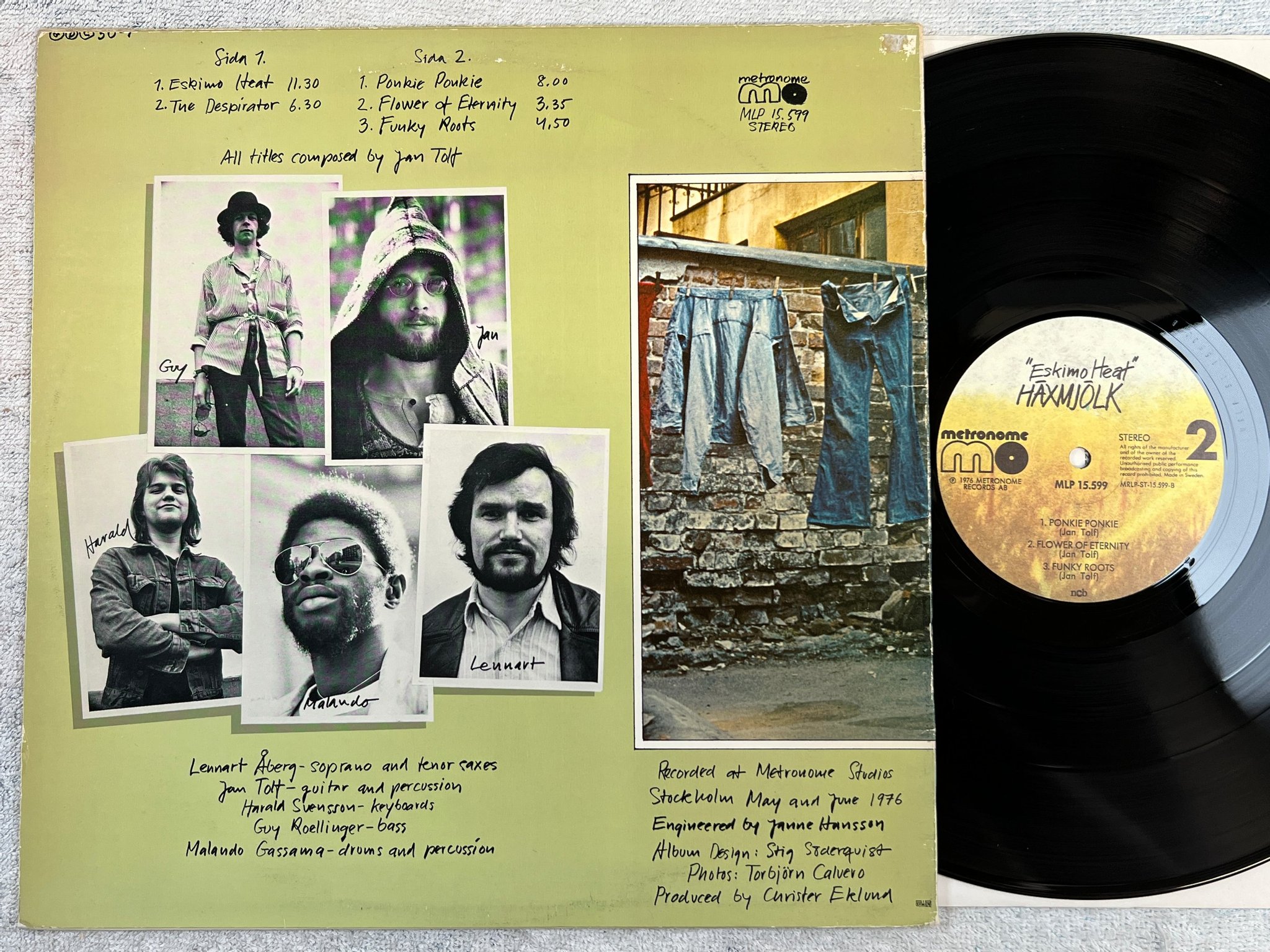 Omslagsbild för skivan HÄXMJÖLK eskimo heat LP -76 Swe METRONOME MLP 15599 funky jazz