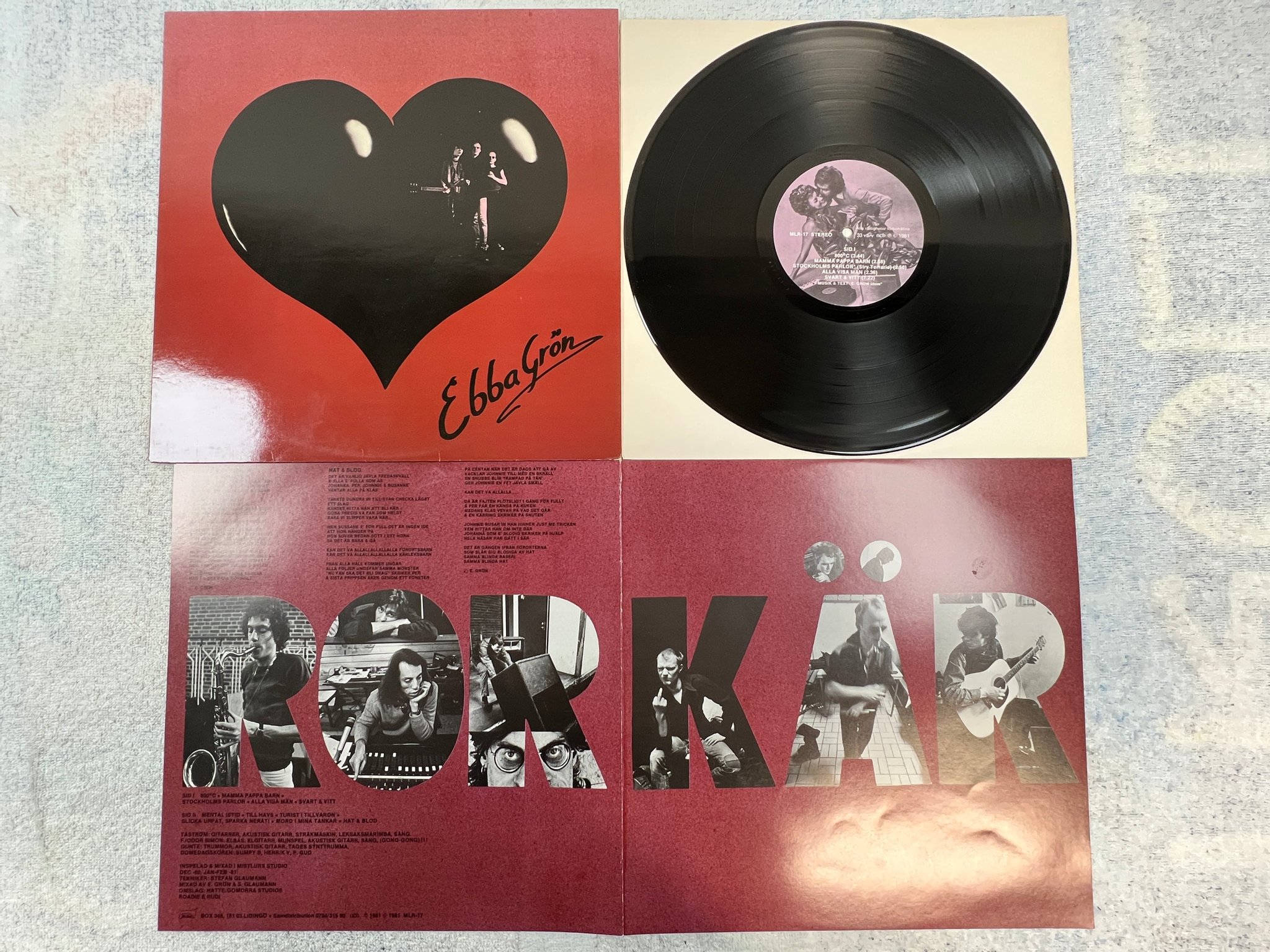 Omslagsbild för skivan EBBA GRÖN Kärlek & Uppror LP -81 Swe MISTLUR MLR-17  ” 800ºC ” 