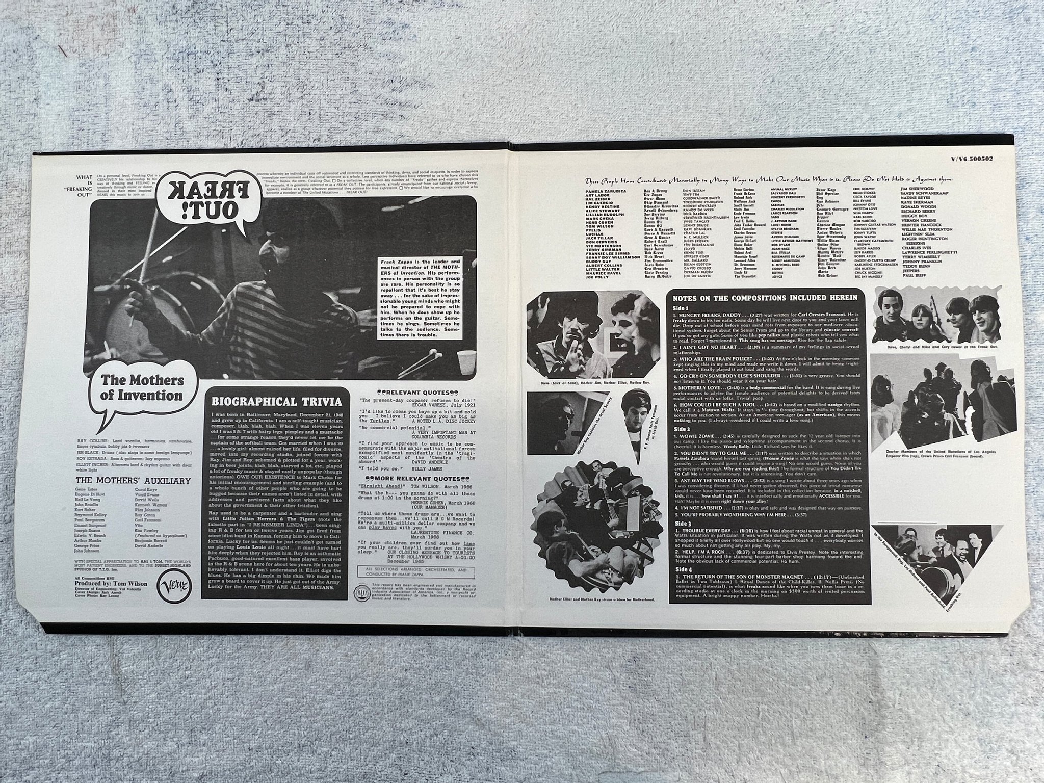 Omslagsbild för skivan THE MOTHERS OF INVENTION Freak Out! 2xLP -72 US VERVE V6/5005-2