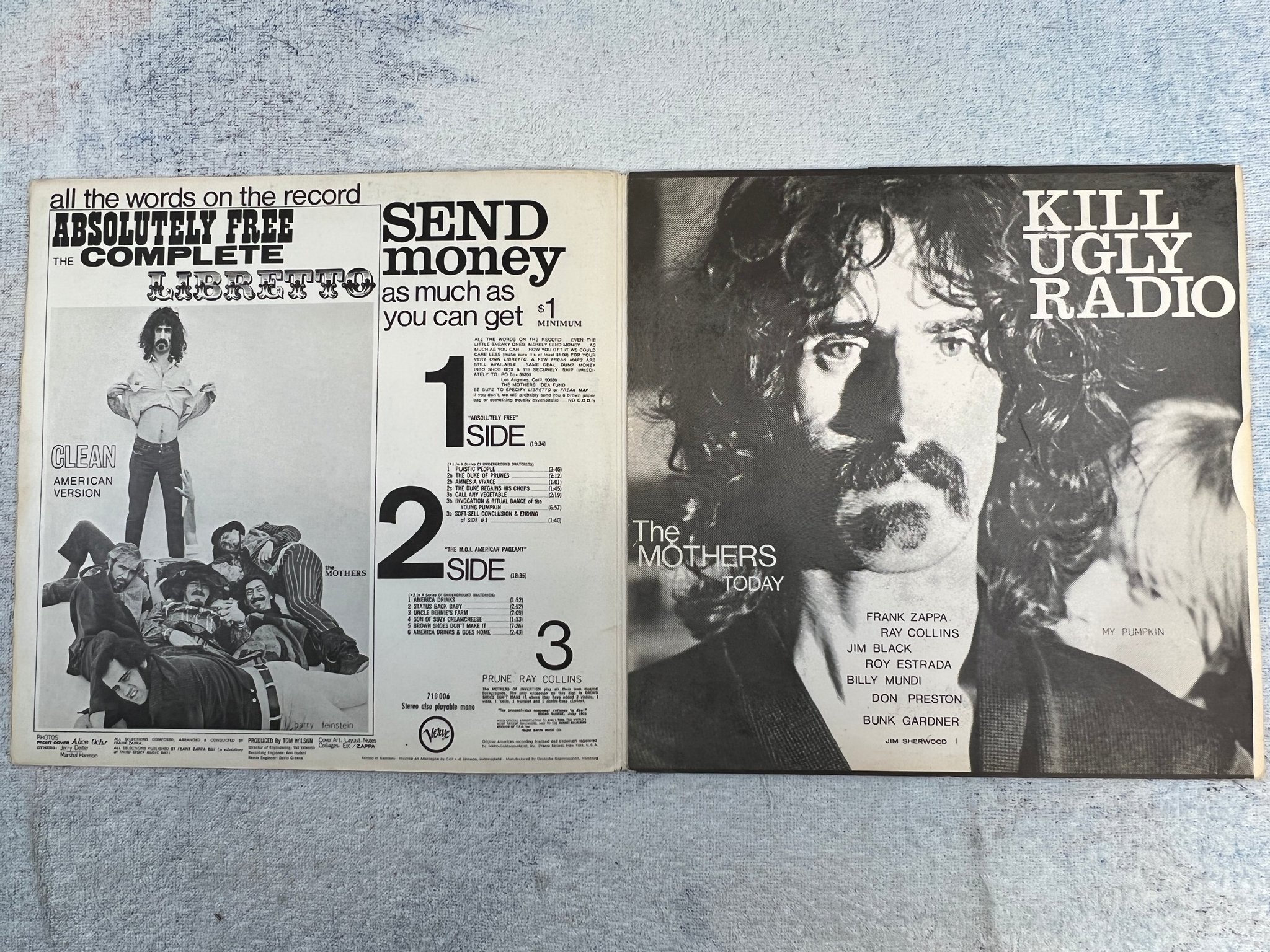 Omslagsbild för skivan THE MOTHERS OF INVENTION absolutely free LP Ger VERVE 710 006 