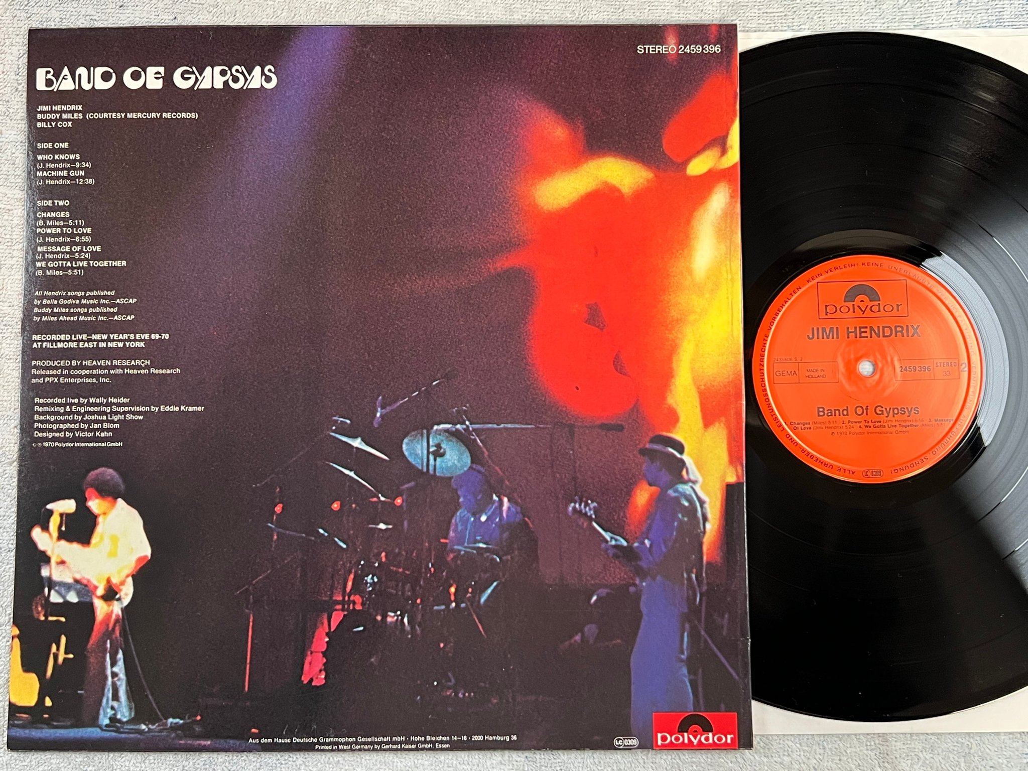 Omslagsbild för skivan JIMI HENDRIX band of gypsys LP re Ger POLYDOR 2459396