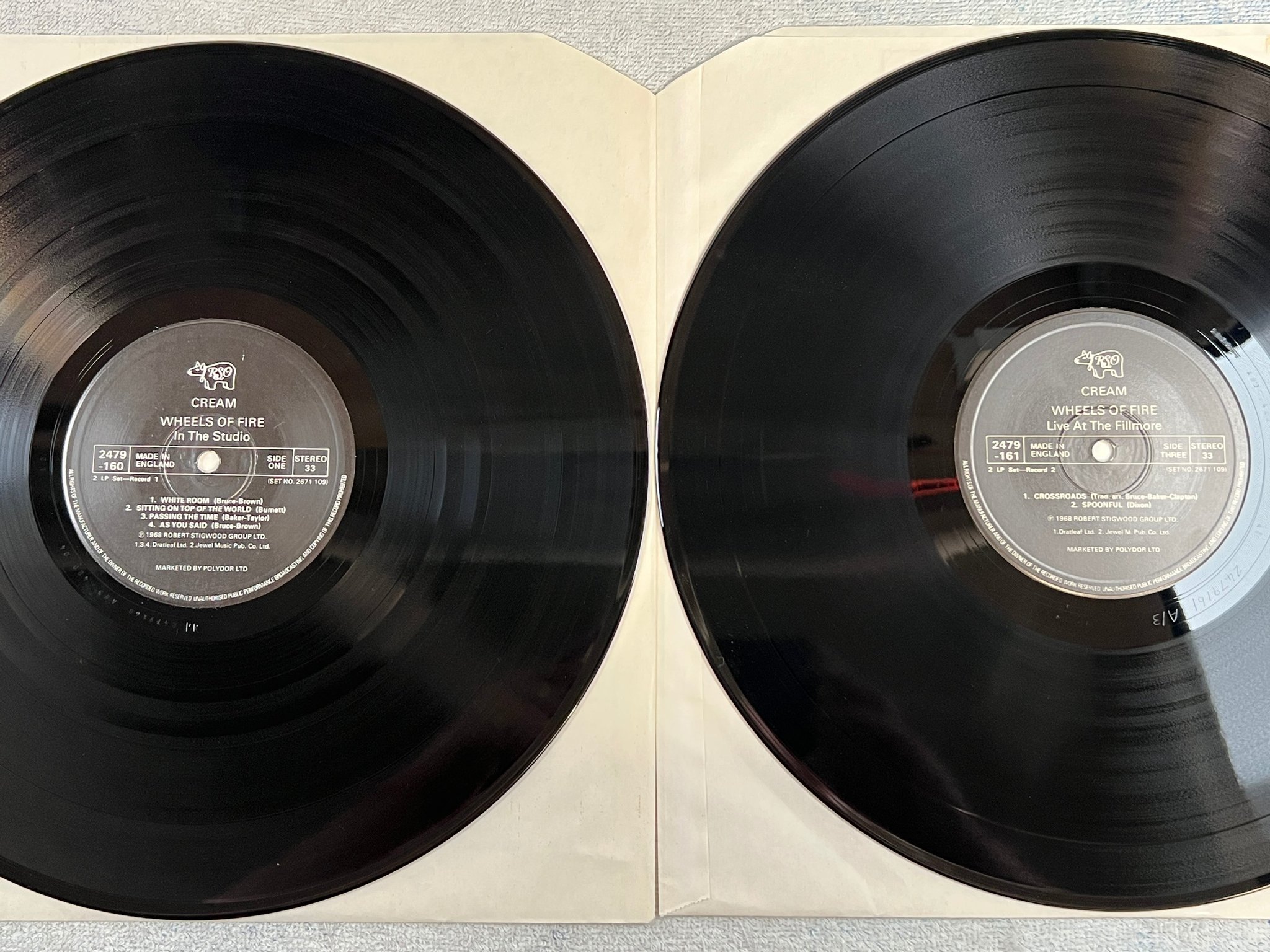 Omslagsbild för skivan CREAM wheels of fire 2xLP re UK RSO 2479-161