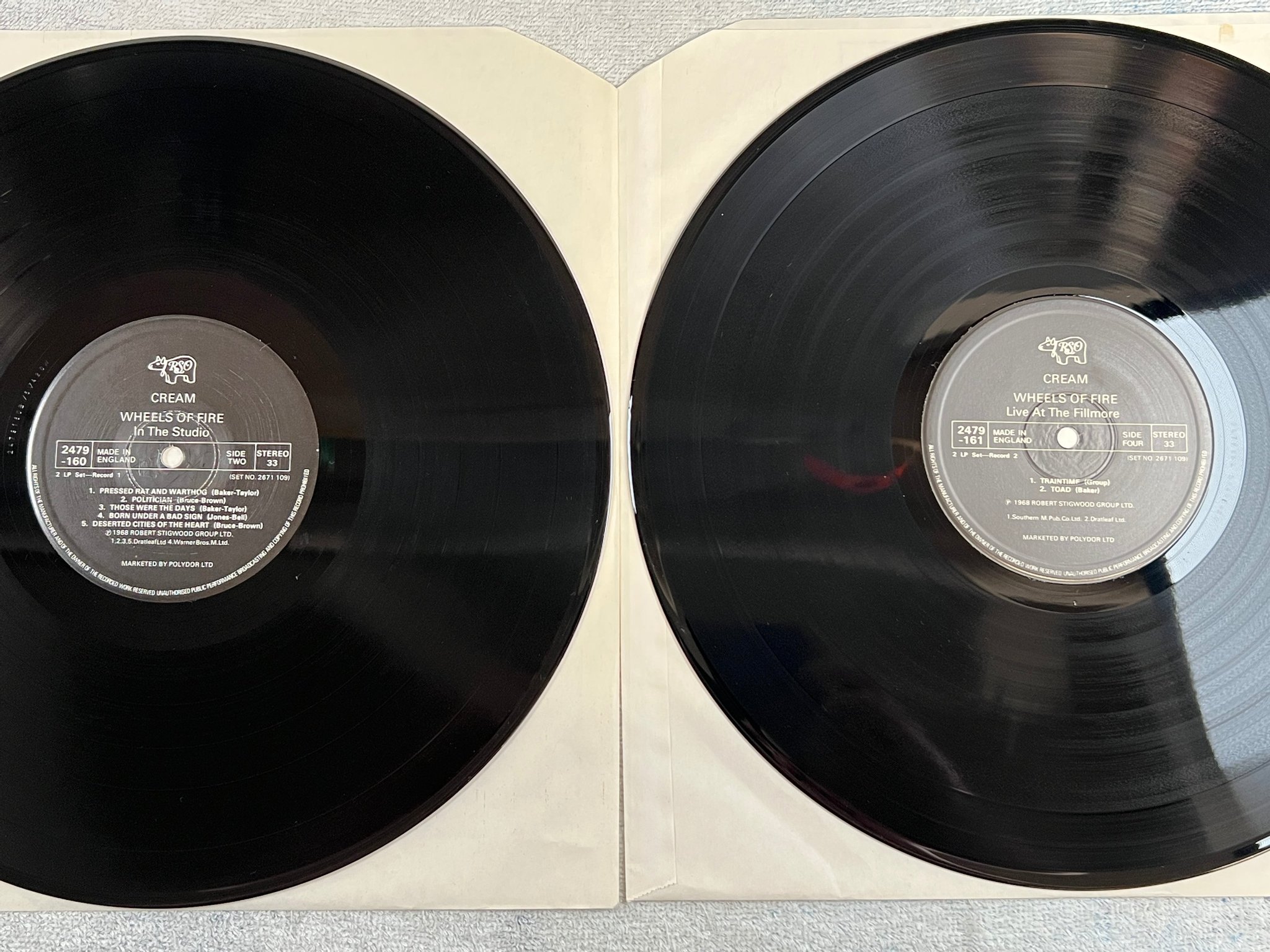 Omslagsbild för skivan CREAM wheels of fire 2xLP re UK RSO 2479-161