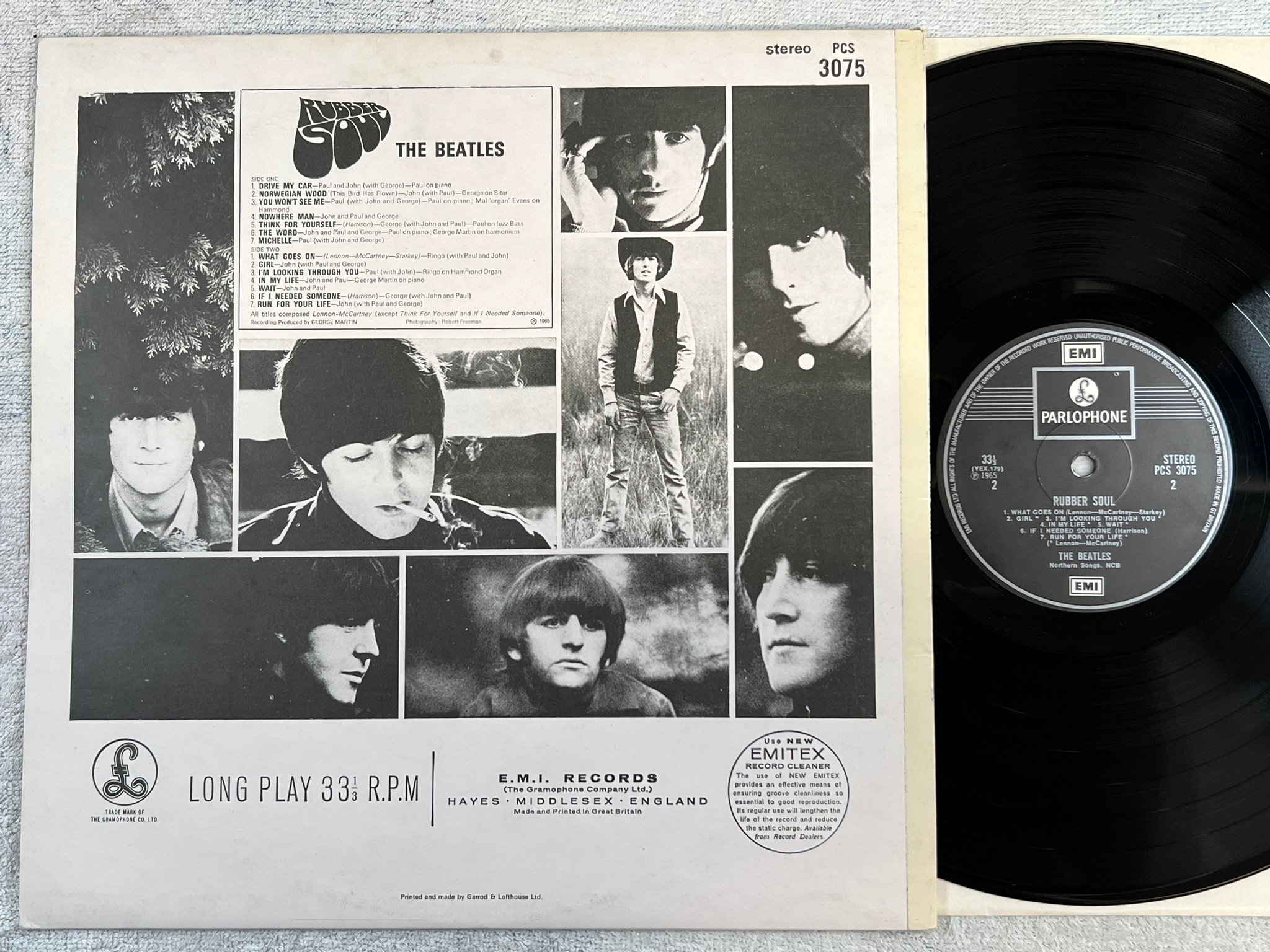 Omslagsbild för skivan THE BEATLES rubber soul LP re PARLOPHONE / EMI PCS 3075