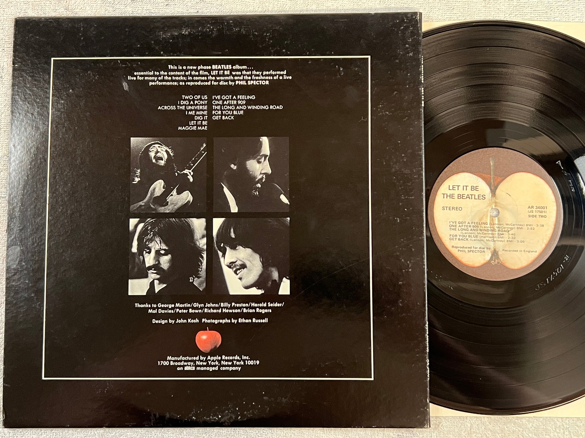 Omslagsbild för skivan THE BEATLES let it be LP APPLE AR 34001 