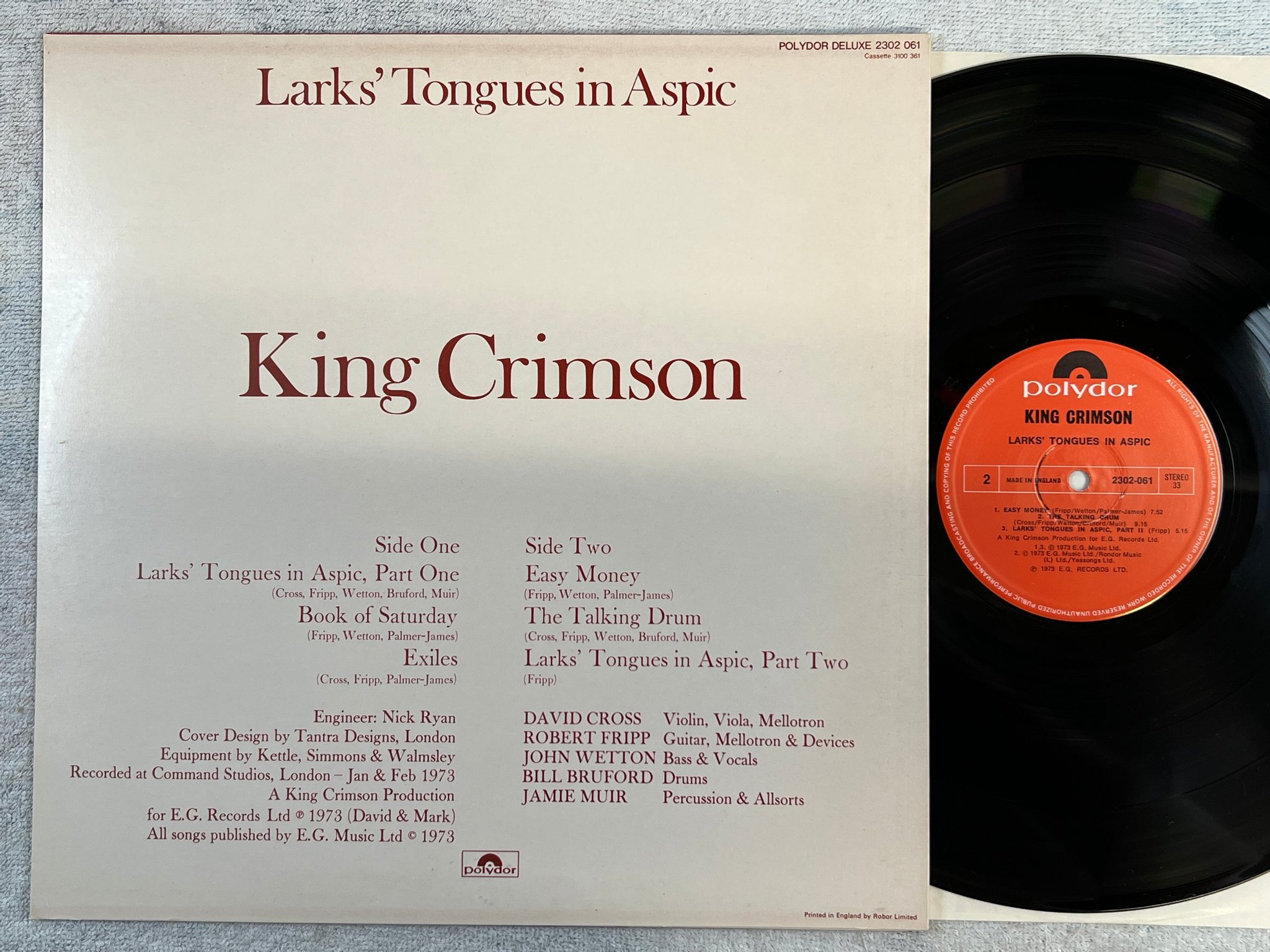 Omslagsbild för skivan KING CRIMSON lark’s tongues in aspic LP UK POLYDOR 2302061