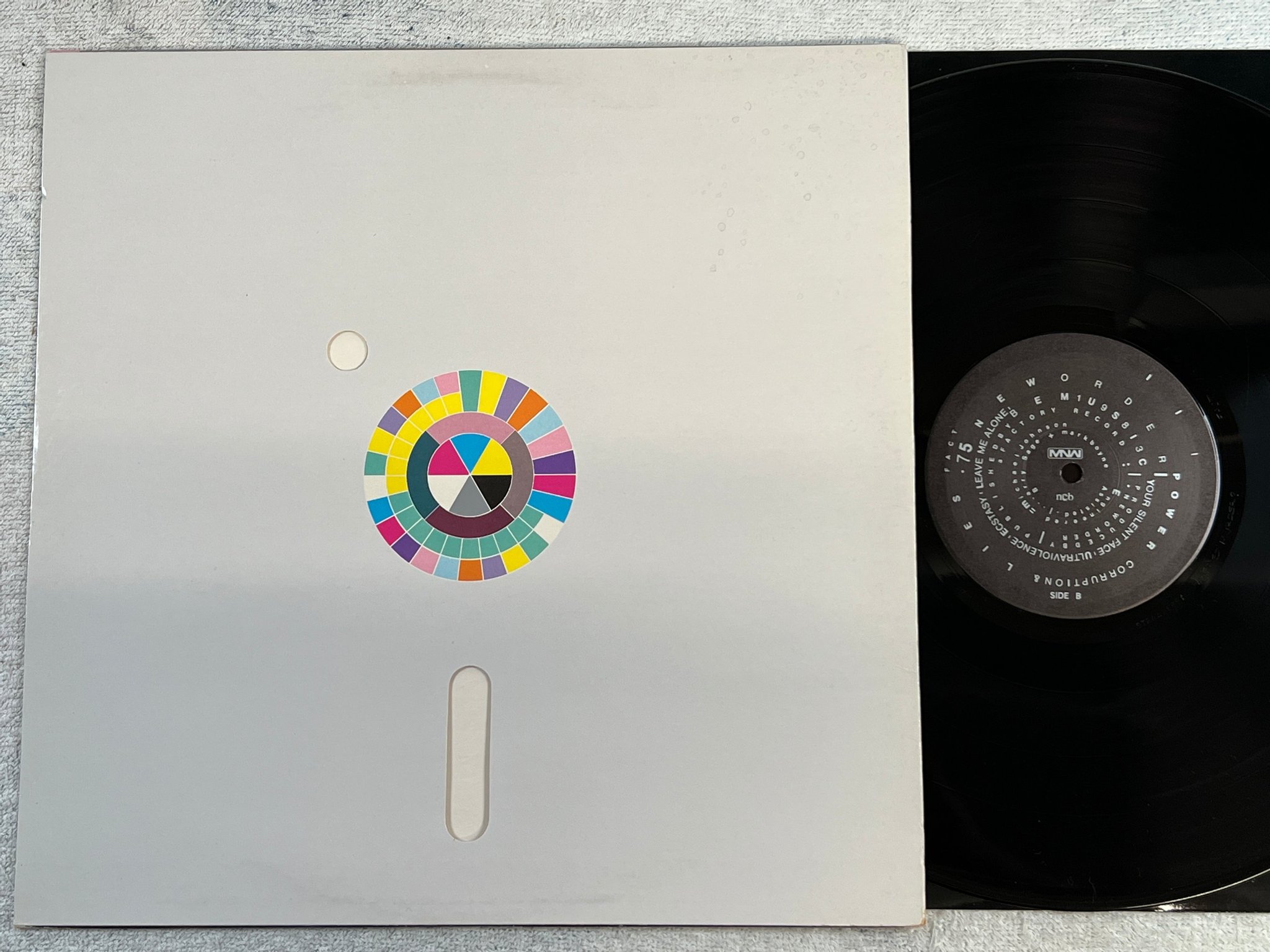 Omslagsbild för skivan NEW ORDER Power, Corruption & Lies LP -83 ncb MNW FACT 75 Die-Cut Cover