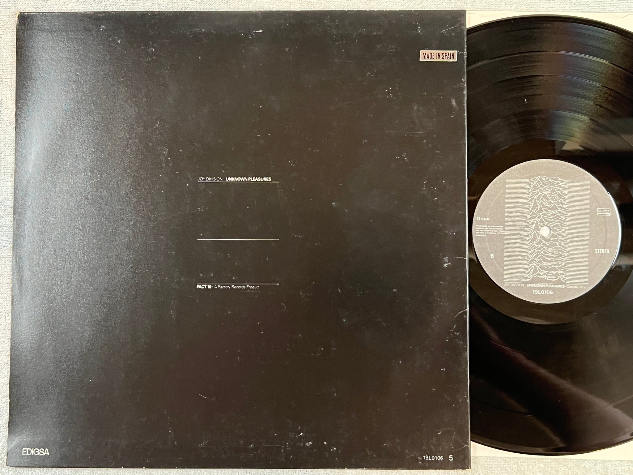 Omslagsbild för skivan JOY DIVISION unknown pleasure LP re Spain FACTORY 19L0106