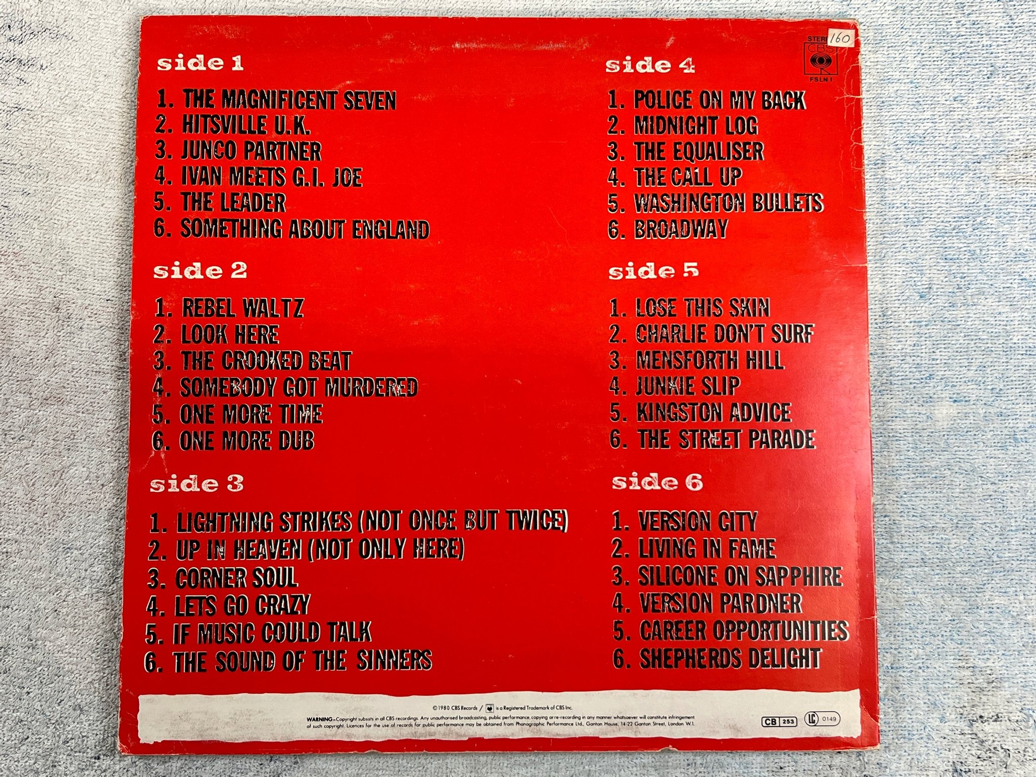 Omslagsbild för skivan THE CLASH sandinista! 3xLP -80 CBS FSLN 1 