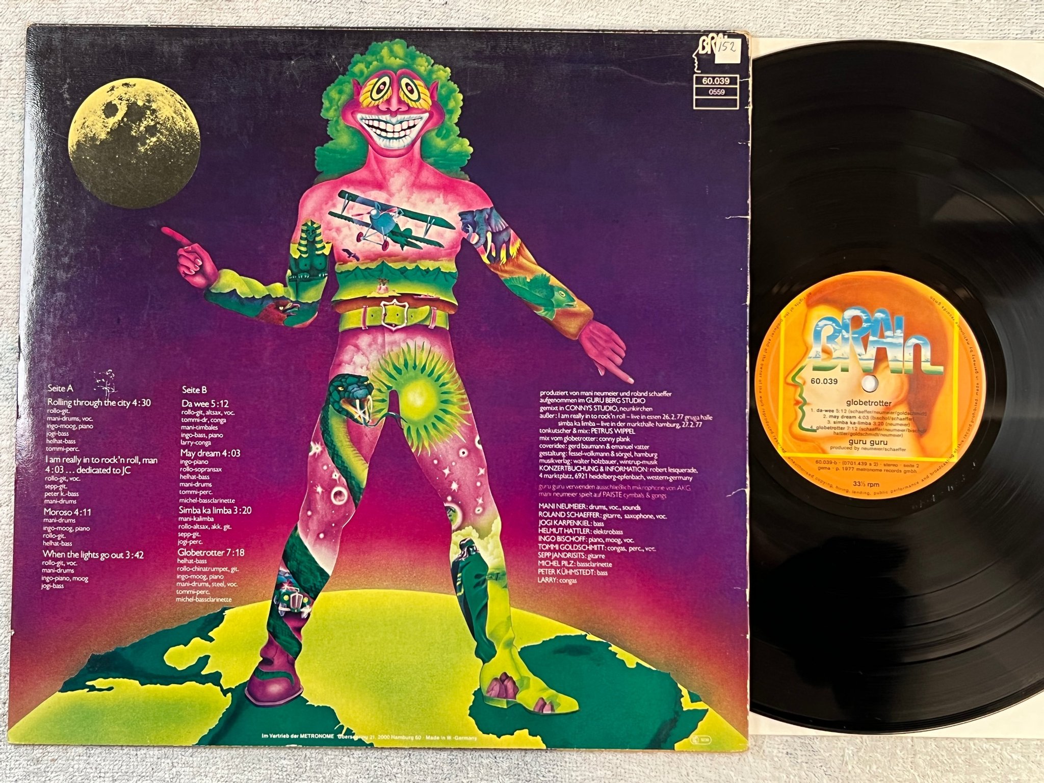 Omslagsbild för skivan GURU GURU globetrotter LP -77 Ger BRAIN 60039
